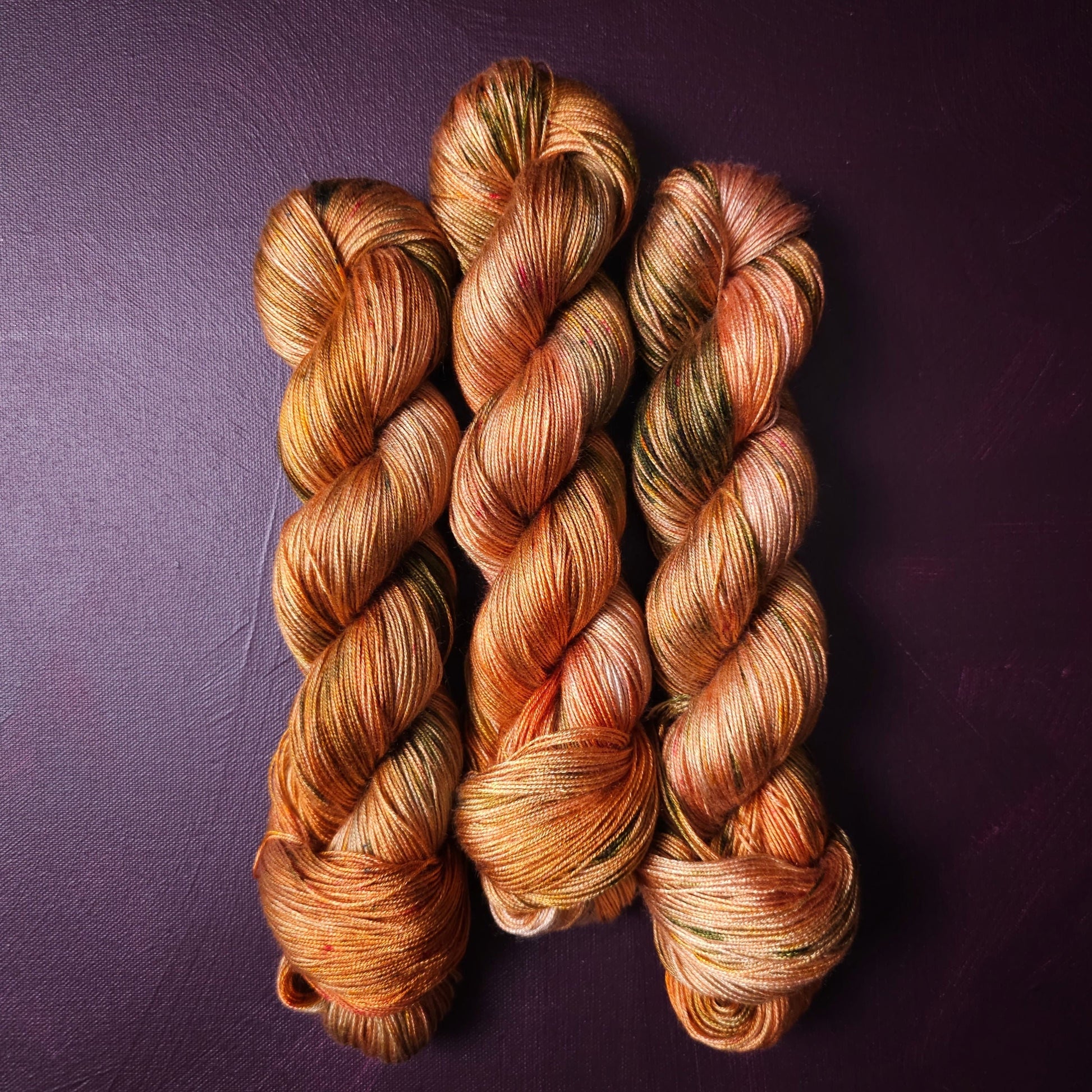 Hand dyed yarn ~ Mossy Peach *** Dyed to order ~ fingering / DK weight tencel OR bamboo yarn, vegan, hand painted