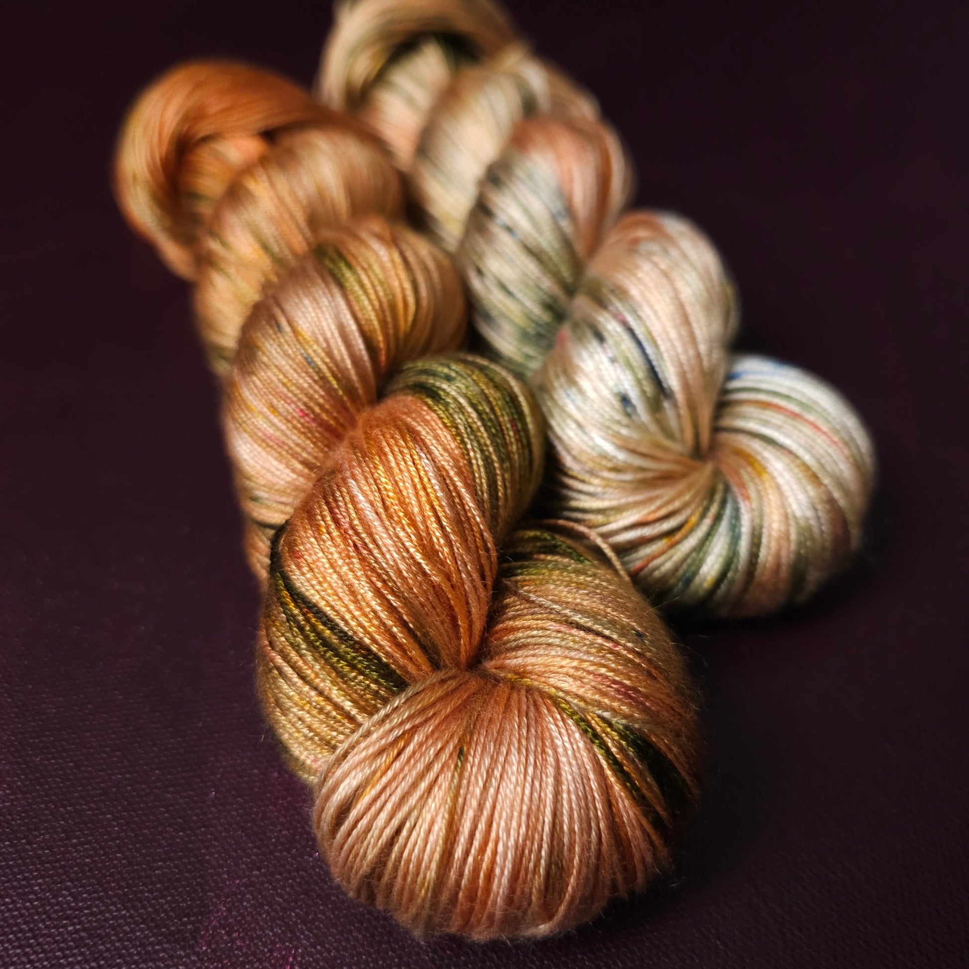 Hand dyed yarn ~ Mossy Peach *** Dyed to order ~ fingering / DK weight tencel OR bamboo yarn, vegan, hand painted