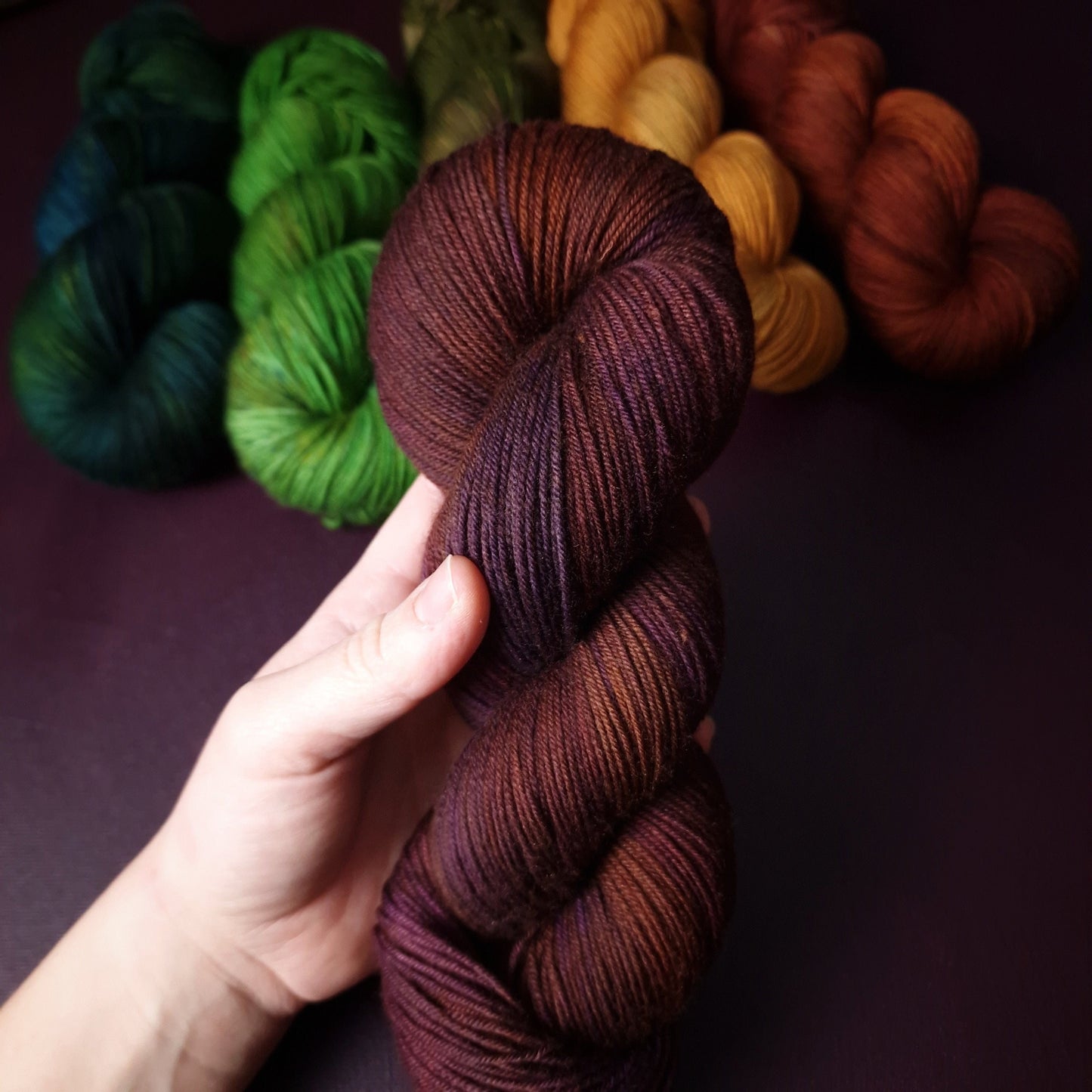 Hand dyed yarn ~ Earthy Bordeaux ***Dyed to order ~ Sock, Merino Singles, DK, Aran, Mohair Silk