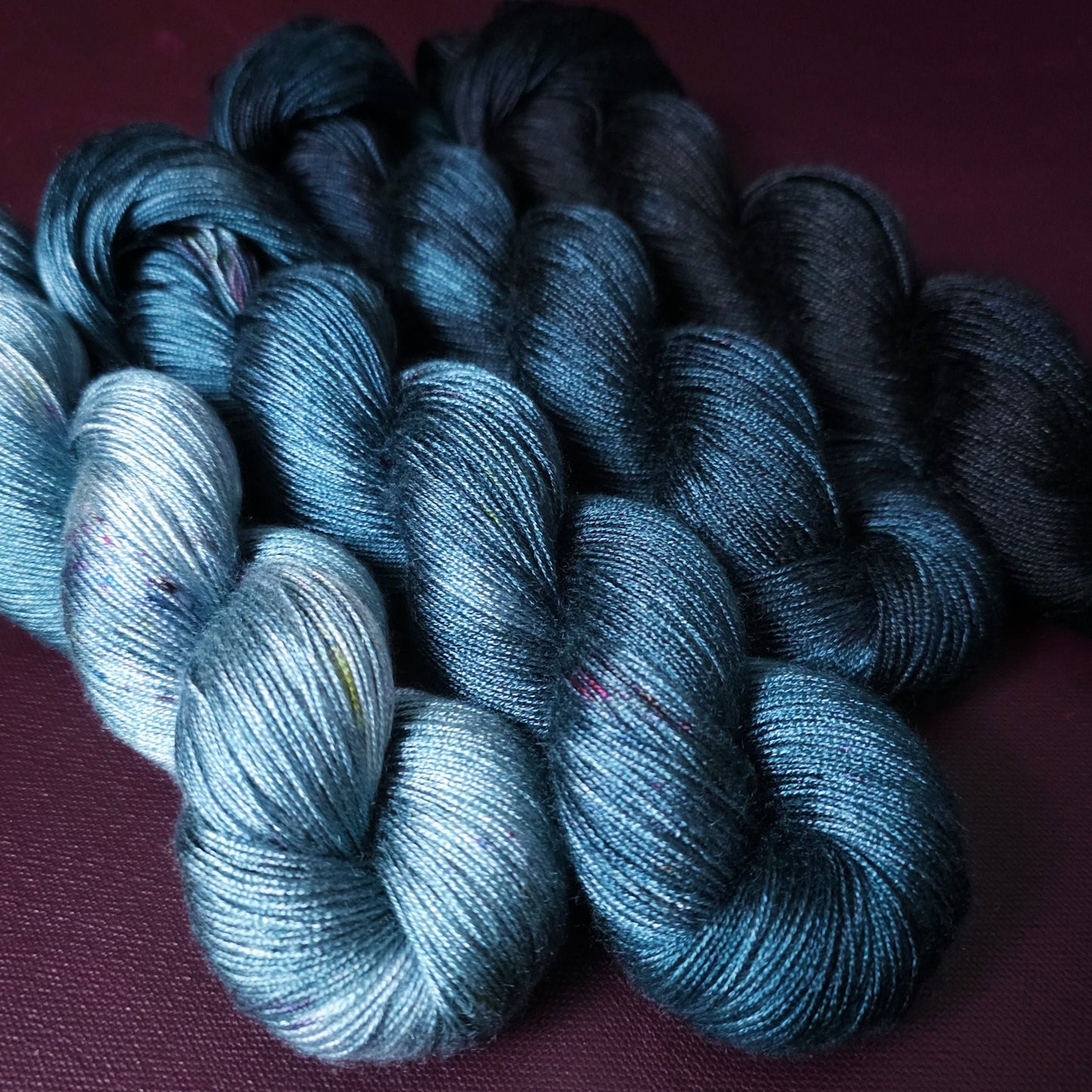 Hand dyed yarn ~ Fade Set*** Dyed to order ~ Winter Twilight ~ tencel yarn, bamboo yarn, vegan, hand painted, fingering, DK