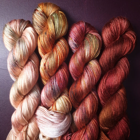 Hand dyed yarn ~ Fade Set ~ Sun Kissed ~ fingering weight tencel yarn, vegan, hand painted