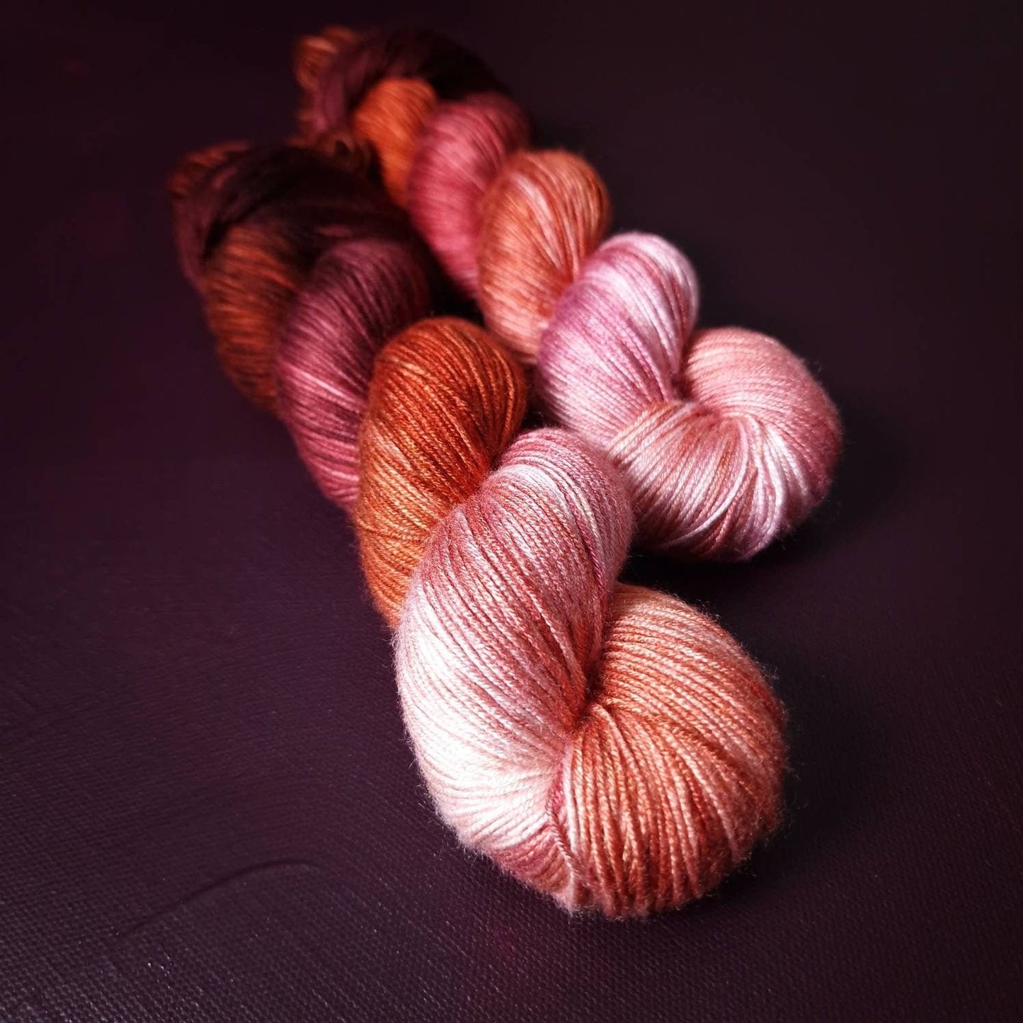 Hand dyed yarn ~Spicy Salmon ***Dyed to order~ fingering weight tencel, bamboo, linen yarn or light DK mercerized cotton