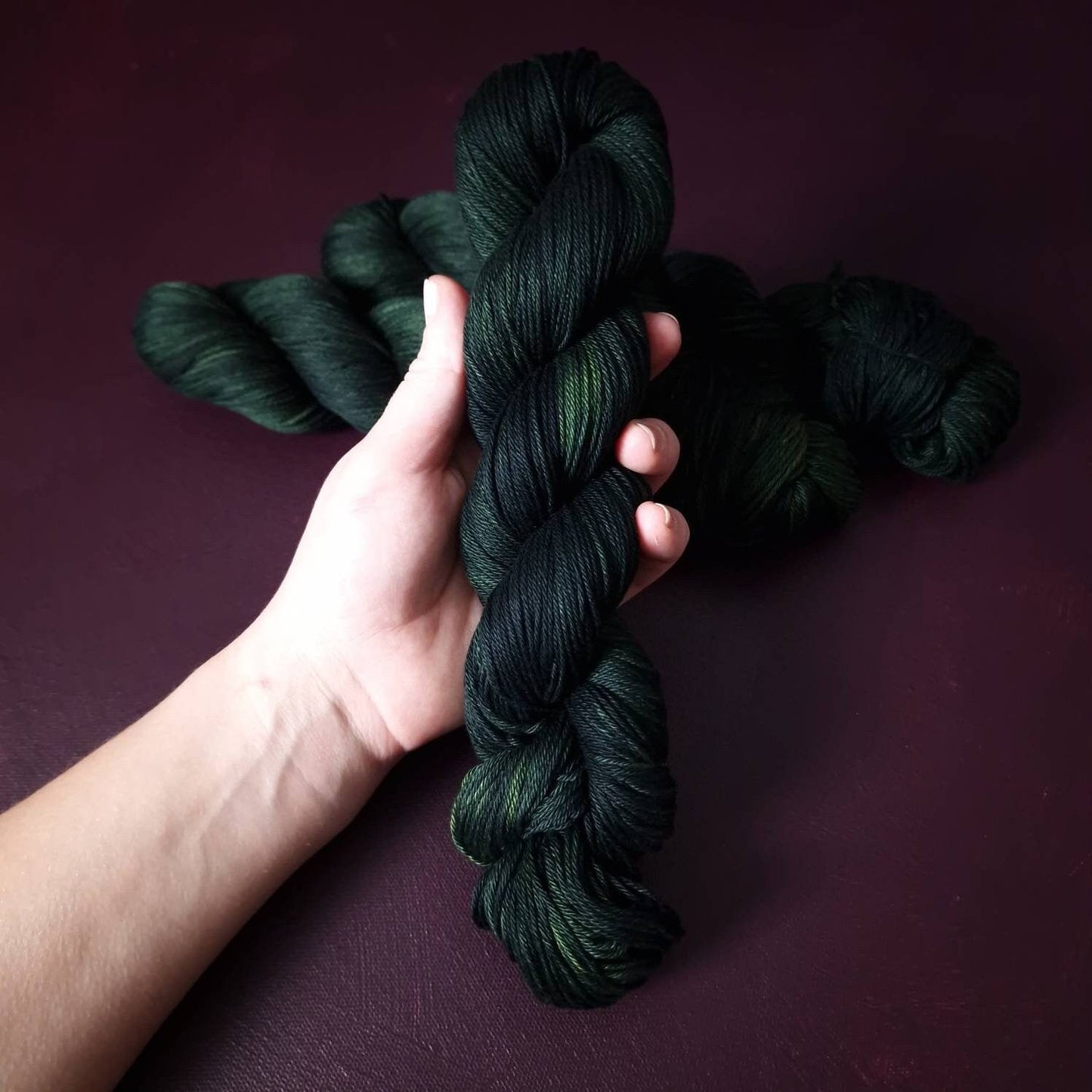 Hand dyed yarn ~ Dark Sea*** Dyed to order ~ mercerized cotton yarn, vegan, hand painted