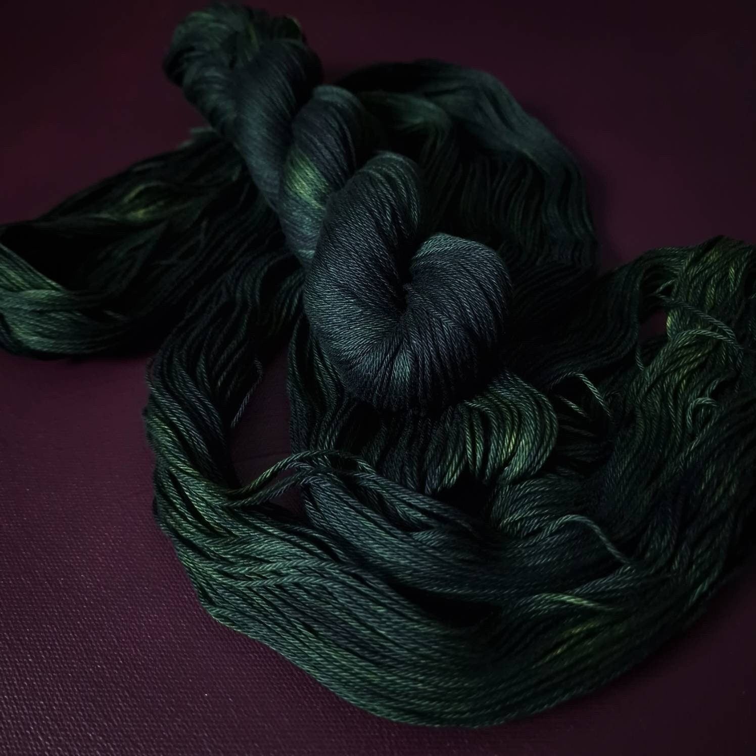 Hand dyed yarn ~ Dark Sea*** Dyed to order ~ mercerized cotton yarn, vegan, hand painted