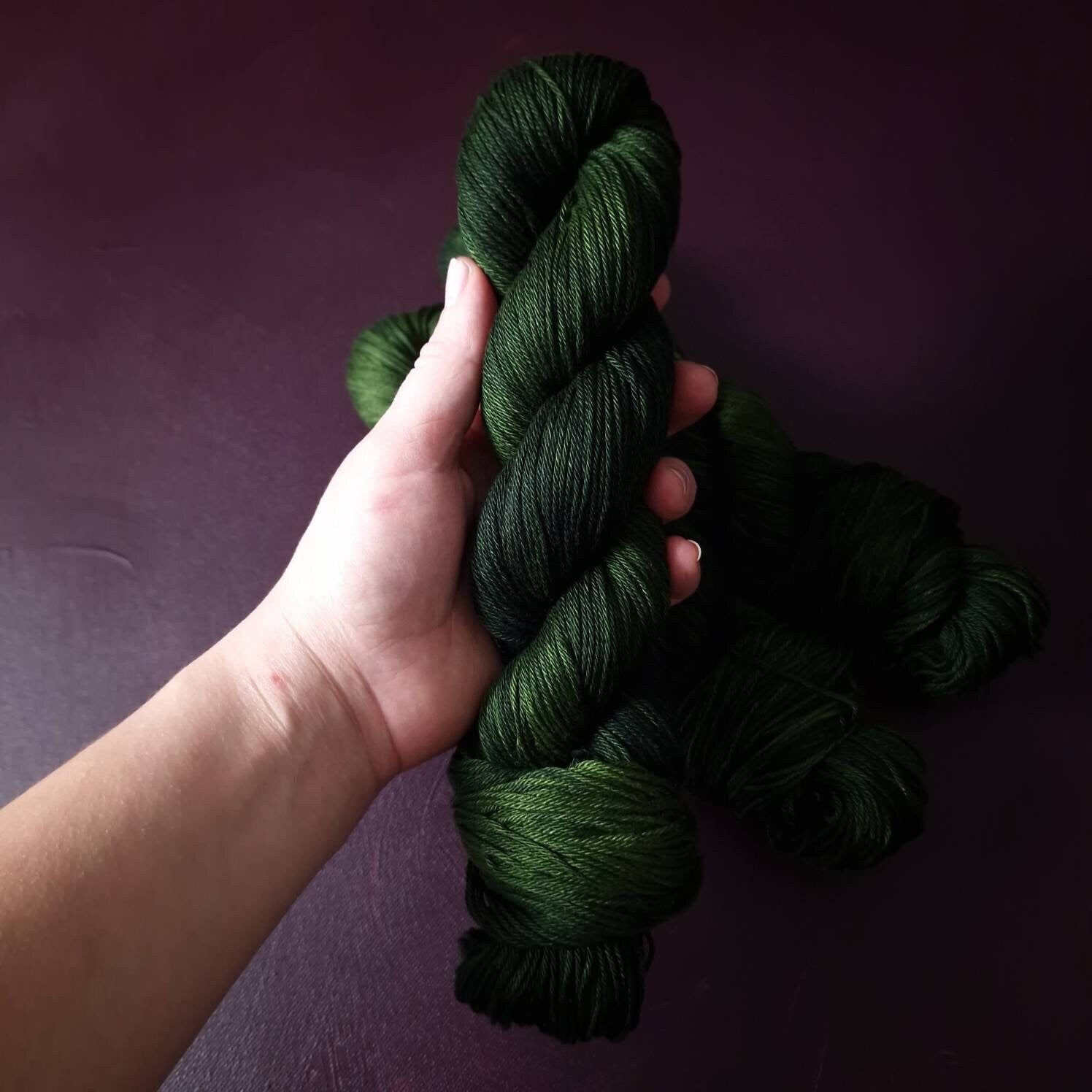 Hand dyed yarn ~ Pine*** Dyed to order ~ mercerized cotton yarn, vegan, hand painted