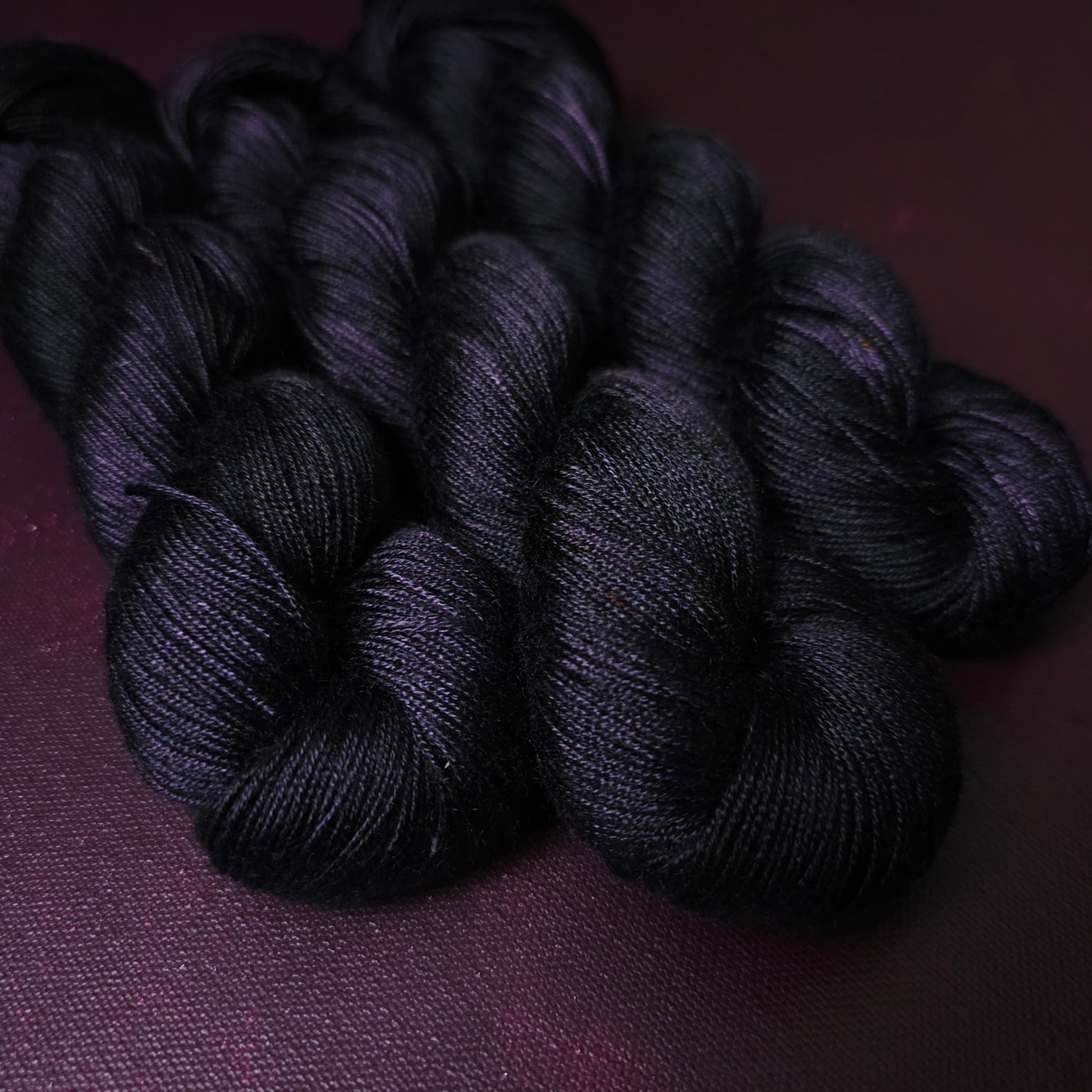 Hand dyed yarn ~ Black LavenderLavender By Night ***Dyed to order ~ fingering / DK weight tencel OR bamboo yarn, vegan, hand painted