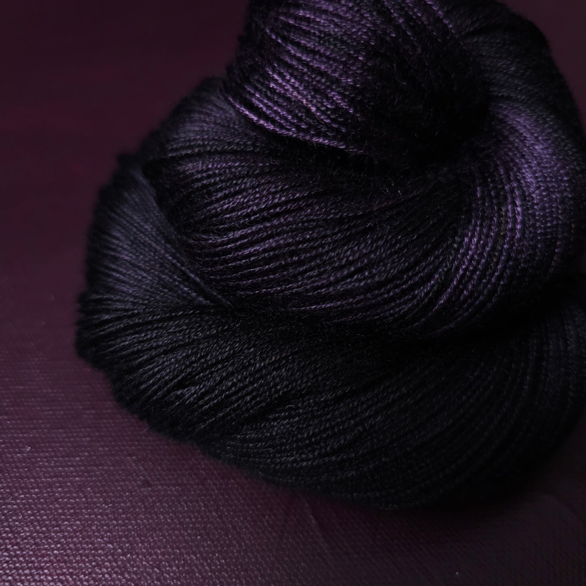 Hand dyed yarn ~ Black LavenderLavender By Night ***Dyed to order ~ fingering / DK weight tencel OR bamboo yarn, vegan, hand painted