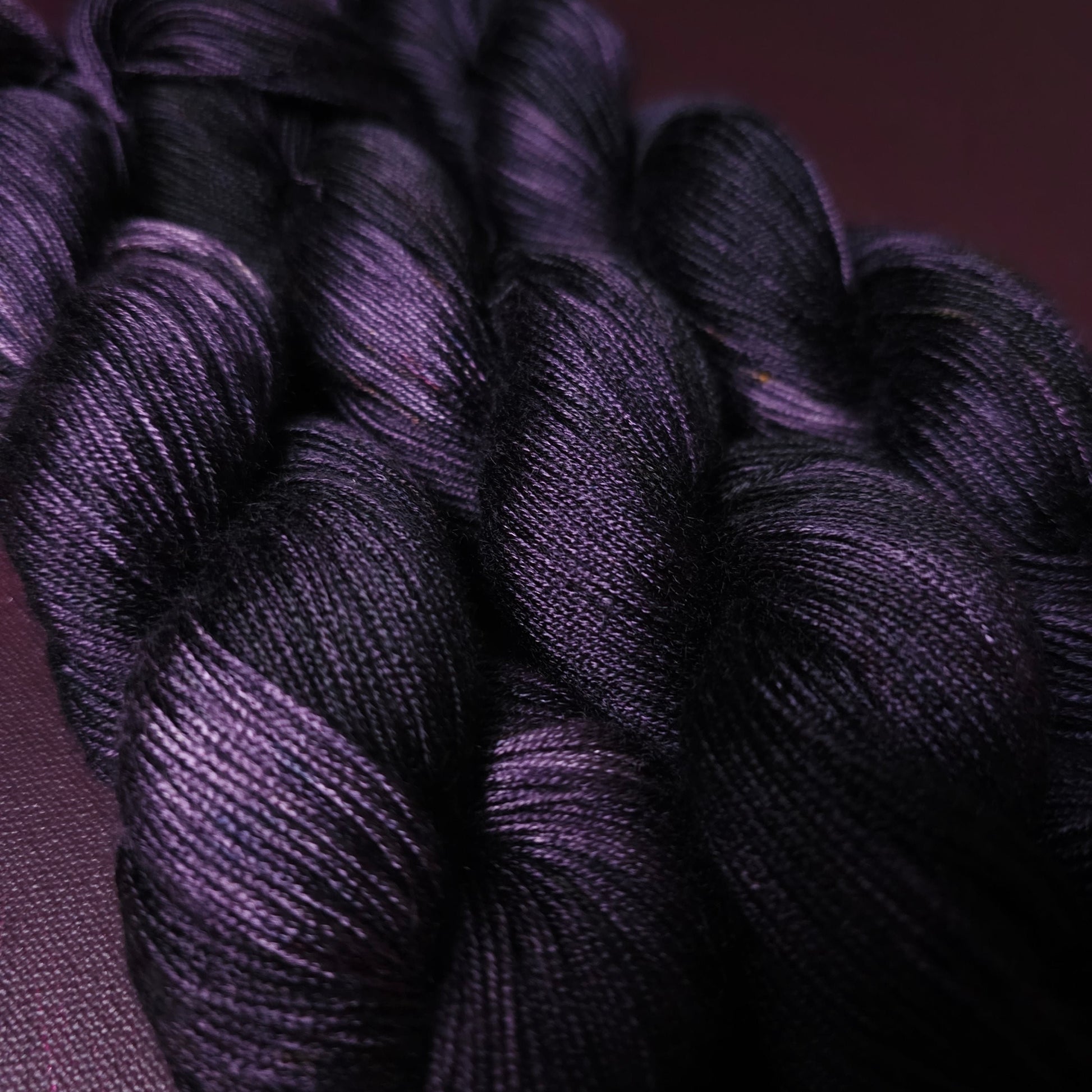 Hand dyed yarn ~ Black Lavender ***Dyed to order ~ fingering / DK weight tencel OR bamboo yarn, vegan, hand painted