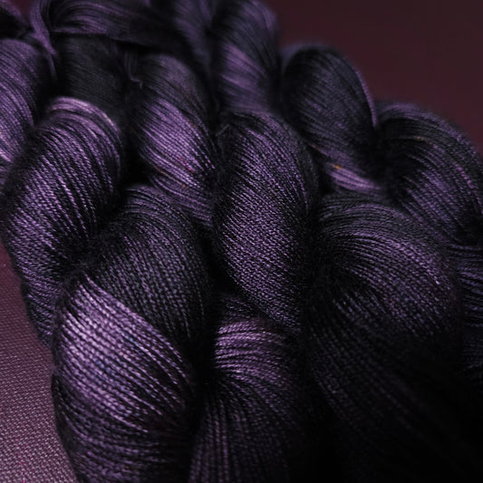 Hand dyed yarn ~ Black Lavender ***Dyed to order ~ fingering / DK weight tencel OR bamboo yarn, vegan, hand painted