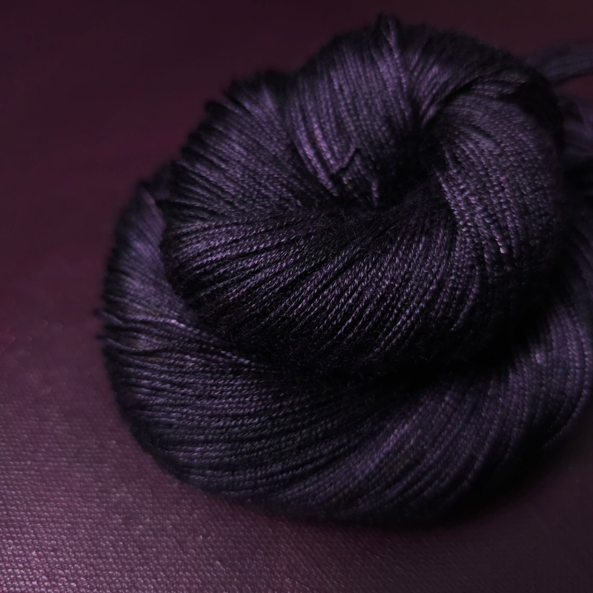 Hand dyed yarn ~ Black Lavender ***Dyed to order ~ fingering / DK weight tencel OR bamboo yarn, vegan, hand painted