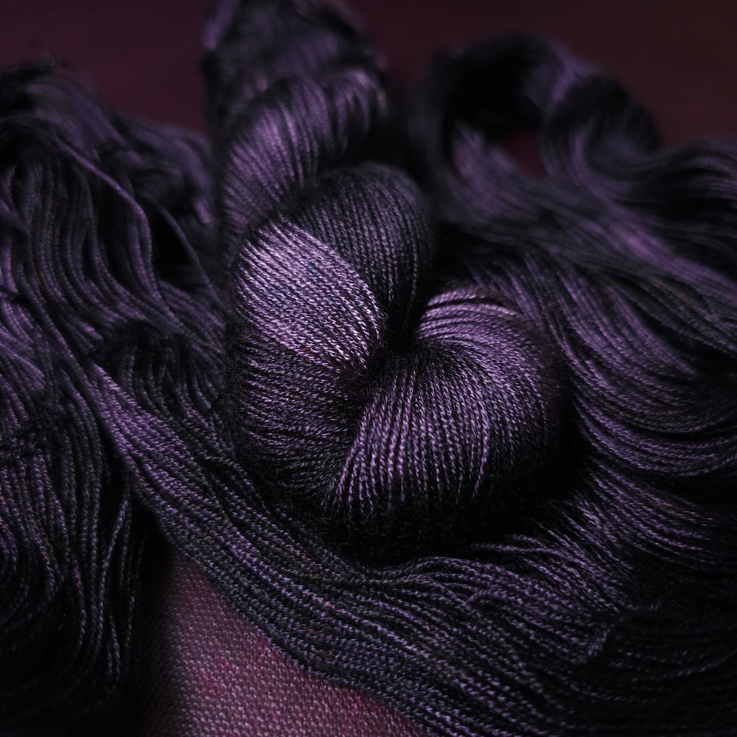 Hand dyed yarn ~ Black Lavender ***Dyed to order ~ fingering / DK weight tencel OR bamboo yarn, vegan, hand painted