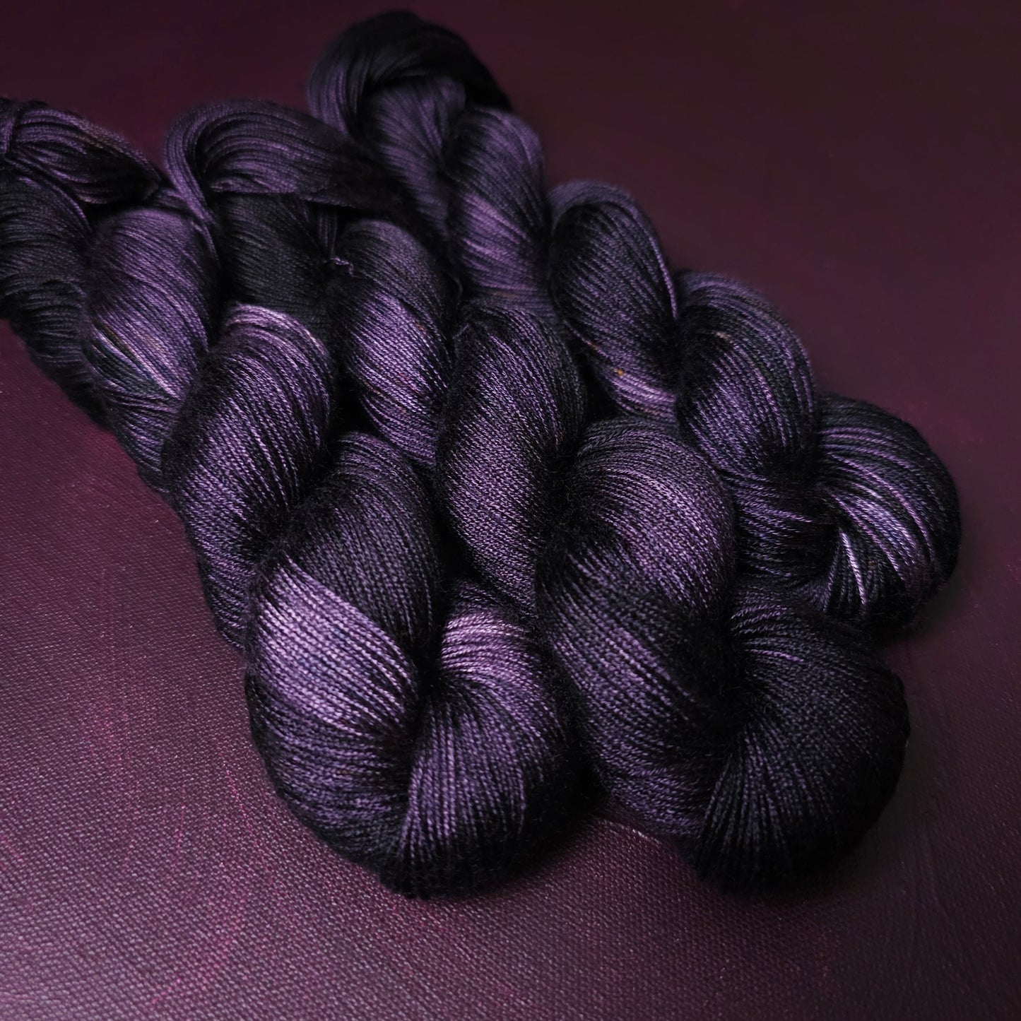 Hand dyed yarn ~ Black Lavender ***Dyed to order ~ fingering / DK weight tencel OR bamboo yarn, vegan, hand painted