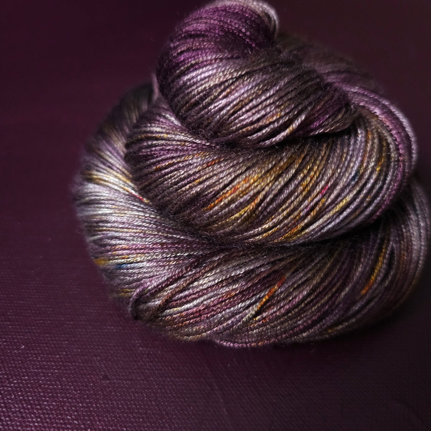 Hand dyed yarn ~ Moody Amethyst ***Dyed to order ~ fingering / DK weight tencel OR bamboo yarn, vegan, hand painted