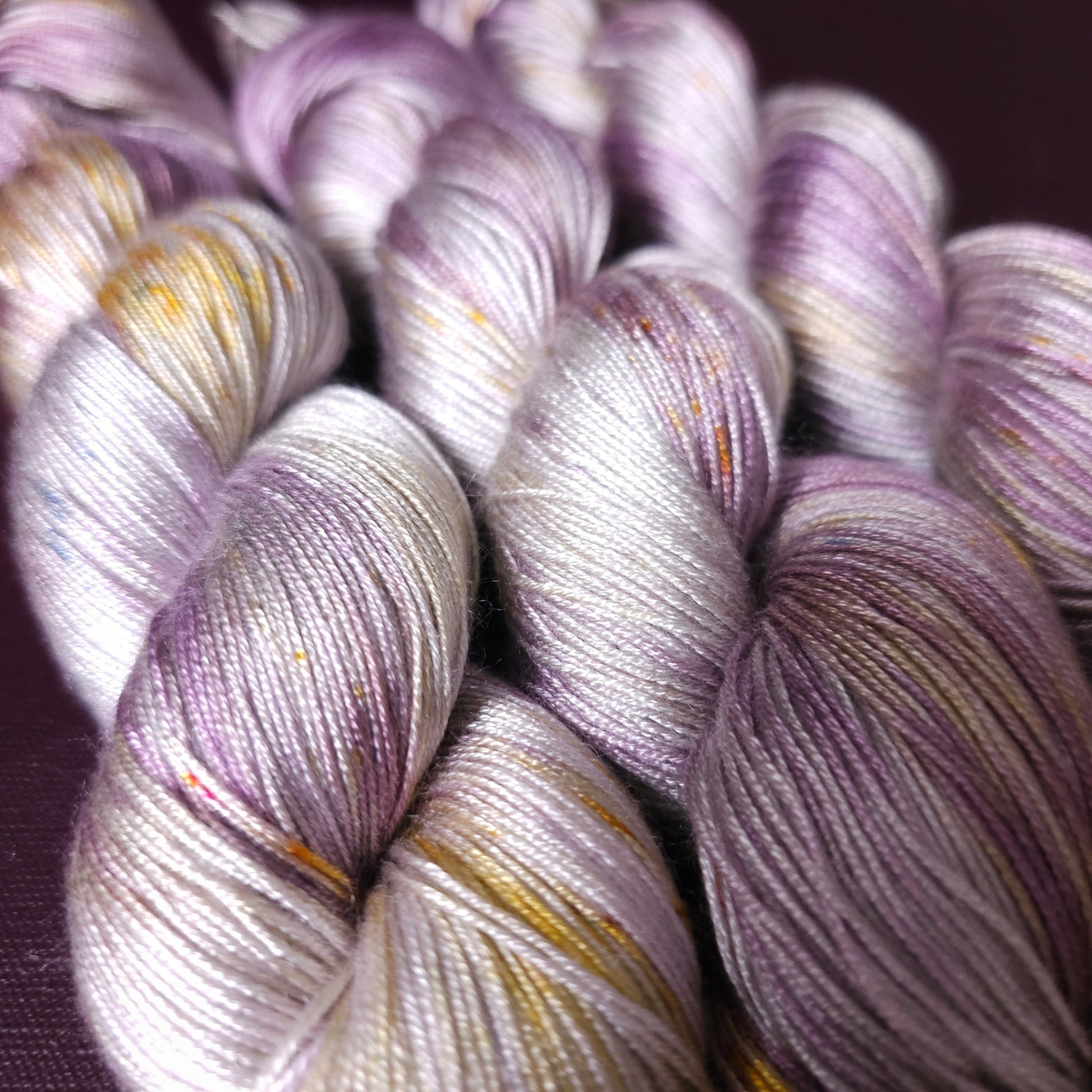 Hand dyed yarn ~ Amethyst Cloud ***Dyed to order ~ fingering / DK weight tencel OR bamboo yarn, vegan, hand painted