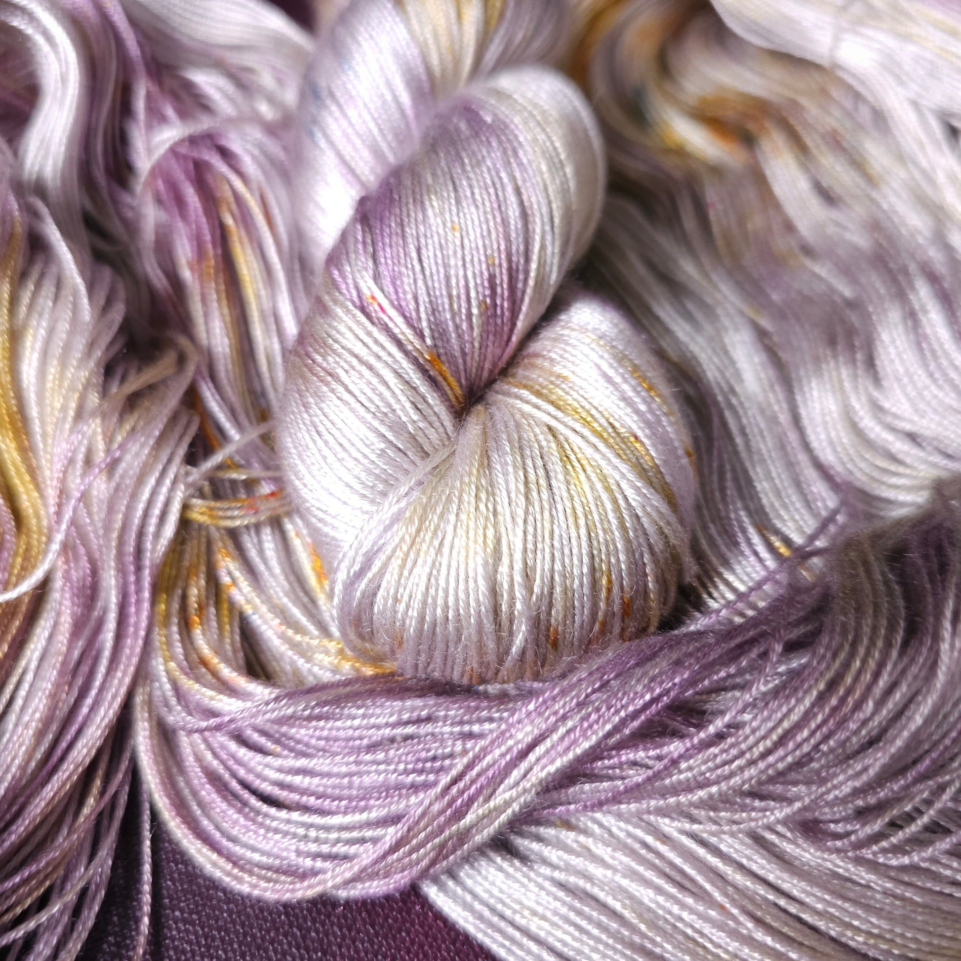 Hand dyed yarn ~ Amethyst Cloud ***Dyed to order ~ fingering / DK weight tencel OR bamboo yarn, vegan, hand painted