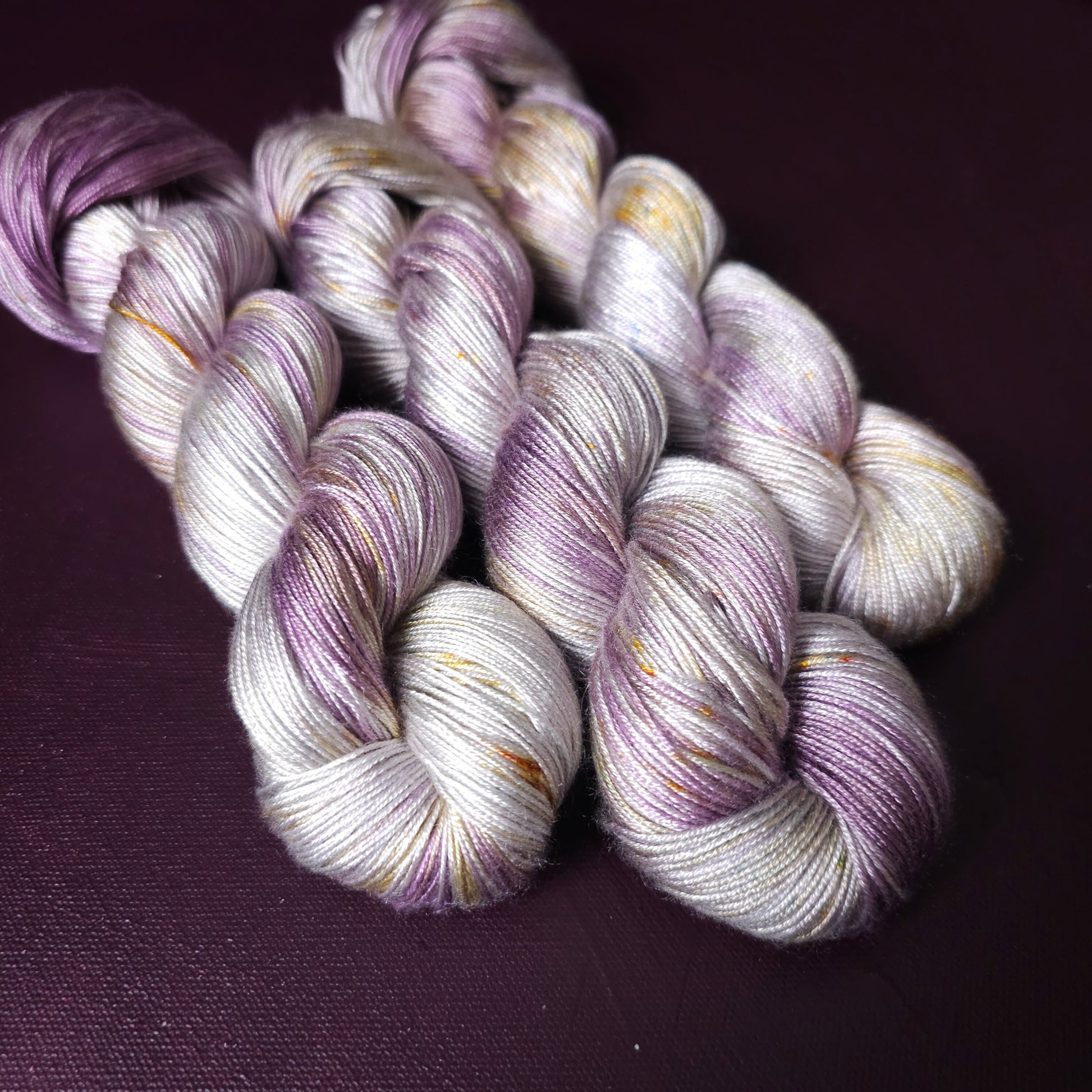 Hand dyed yarn ~ Amethyst Cloud ***Dyed to order ~ fingering / DK weight tencel OR bamboo yarn, vegan, hand painted