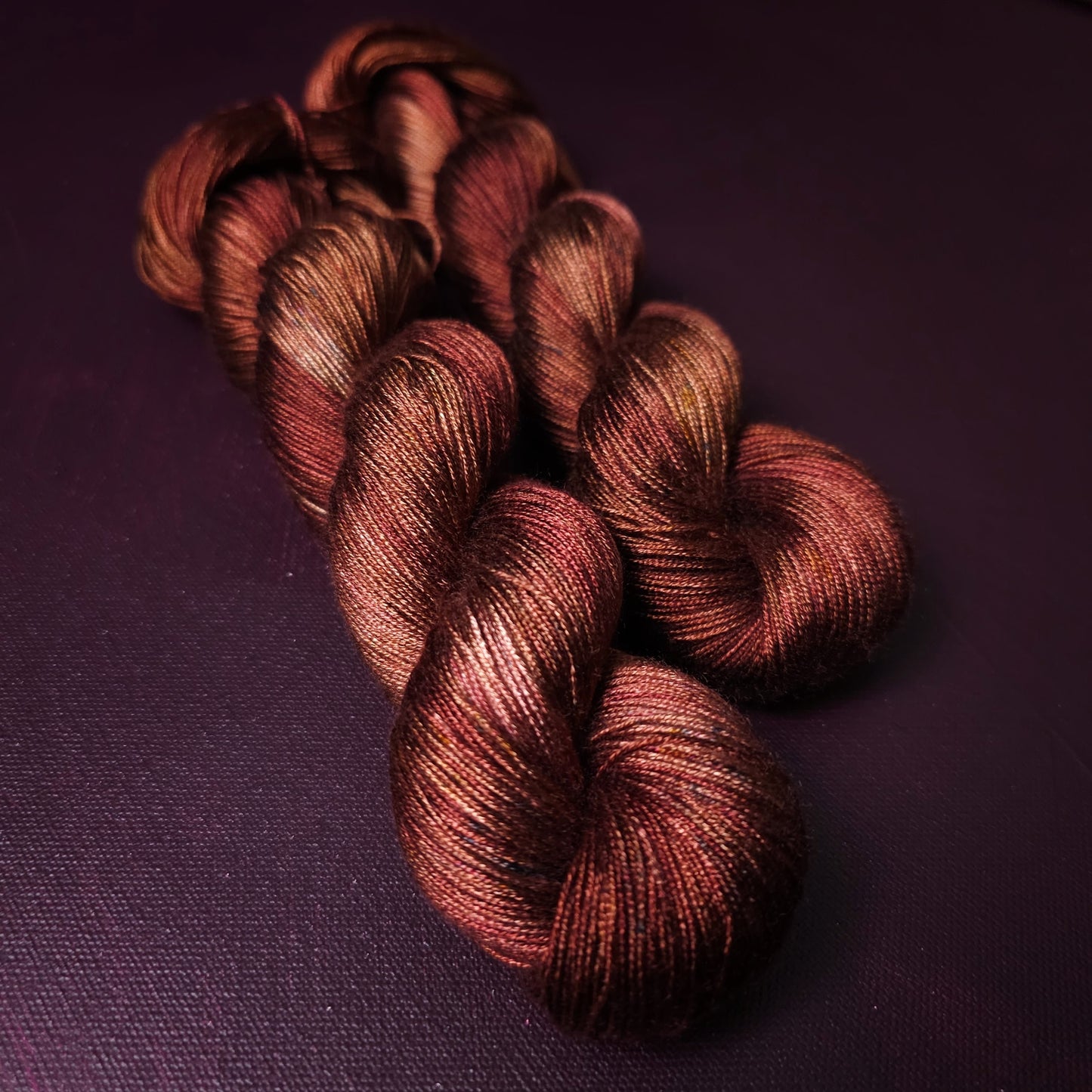 Hand dyed yarn ~ Copper Blaze ***Dyed to order ~ fingering / DK weight tencel OR bamboo yarn, vegan, hand painted