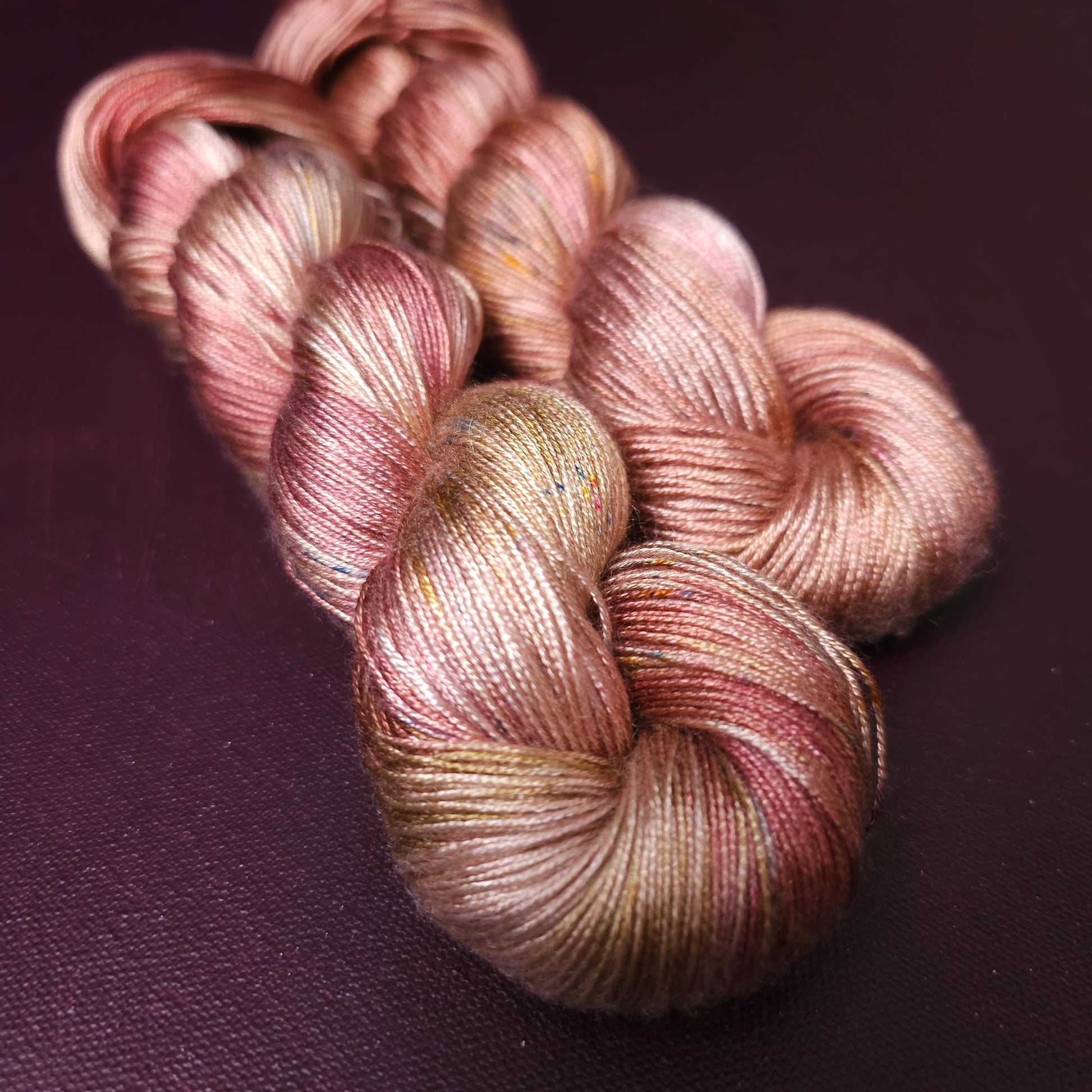 Hand dyed yarn ~ Blushing Dawn ***Dyed to order ~ fingering / DK weight tencel OR bamboo yarn, vegan, hand painted