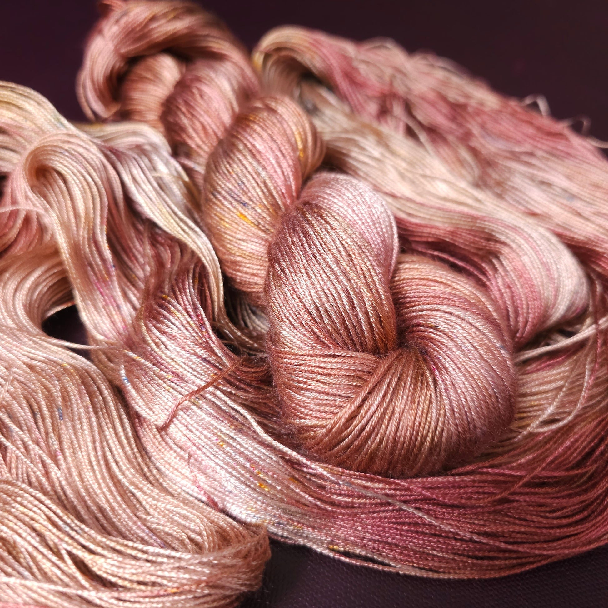 Hand dyed yarn ~ Blushing Dawn ***Dyed to order ~ fingering / DK weight tencel OR bamboo yarn, vegan, hand painted