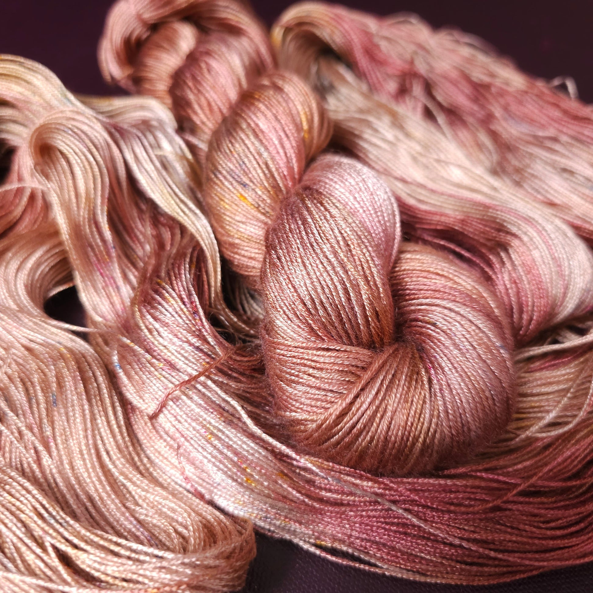 Hand dyed yarn ~ Blushing Dawn ***Dyed to order ~ fingering / DK weight tencel OR bamboo yarn, vegan, hand painted