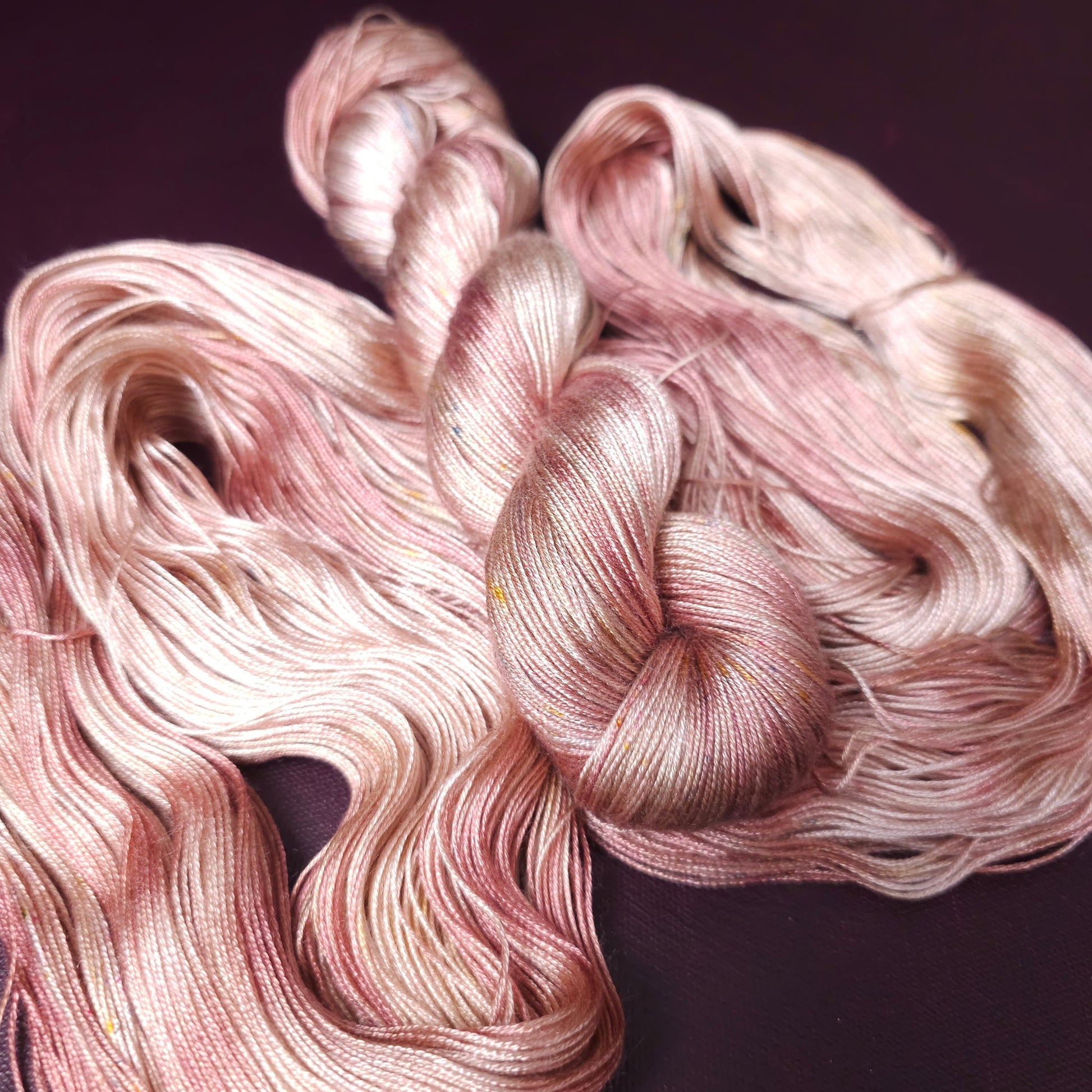 Hand dyed yarn ~ Peachy Blush ***Dyed to order ~ fingering / DK weight tencel OR bamboo yarn, vegan, hand painted