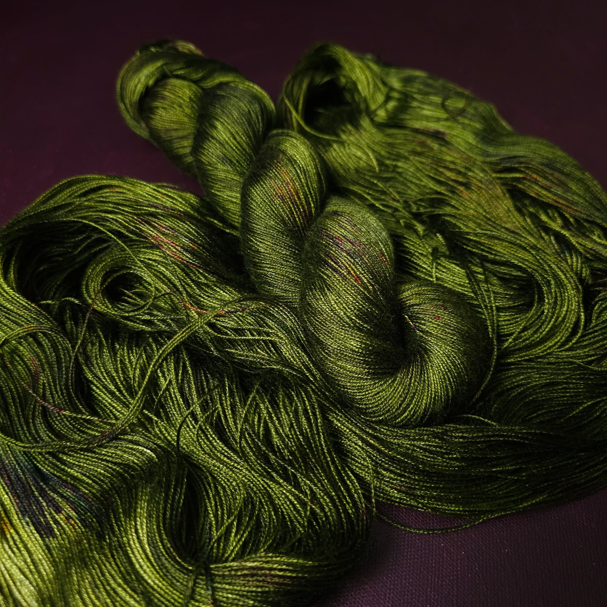 Hand dyed yarn ~ Fresh Moss ***Dyed to order ~ fingering / DK weight tencel OR bamboo yarn, vegan, hand painted