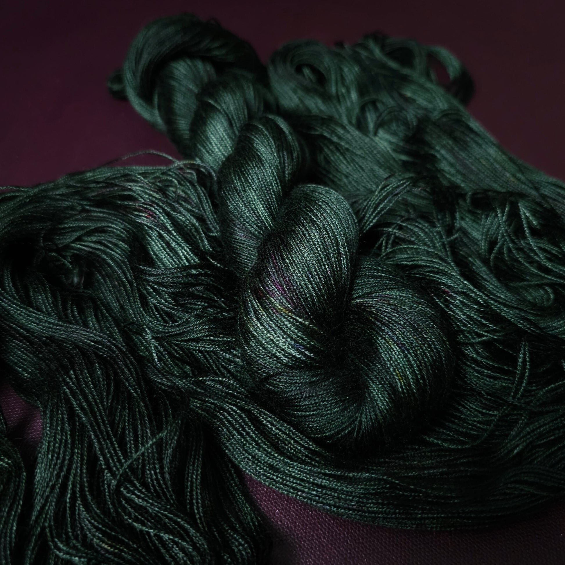 Hand dyed yarn ~ Hunter Green ***Dyed to order ~ fingering / DK weight tencel OR bamboo yarn, vegan, hand painted