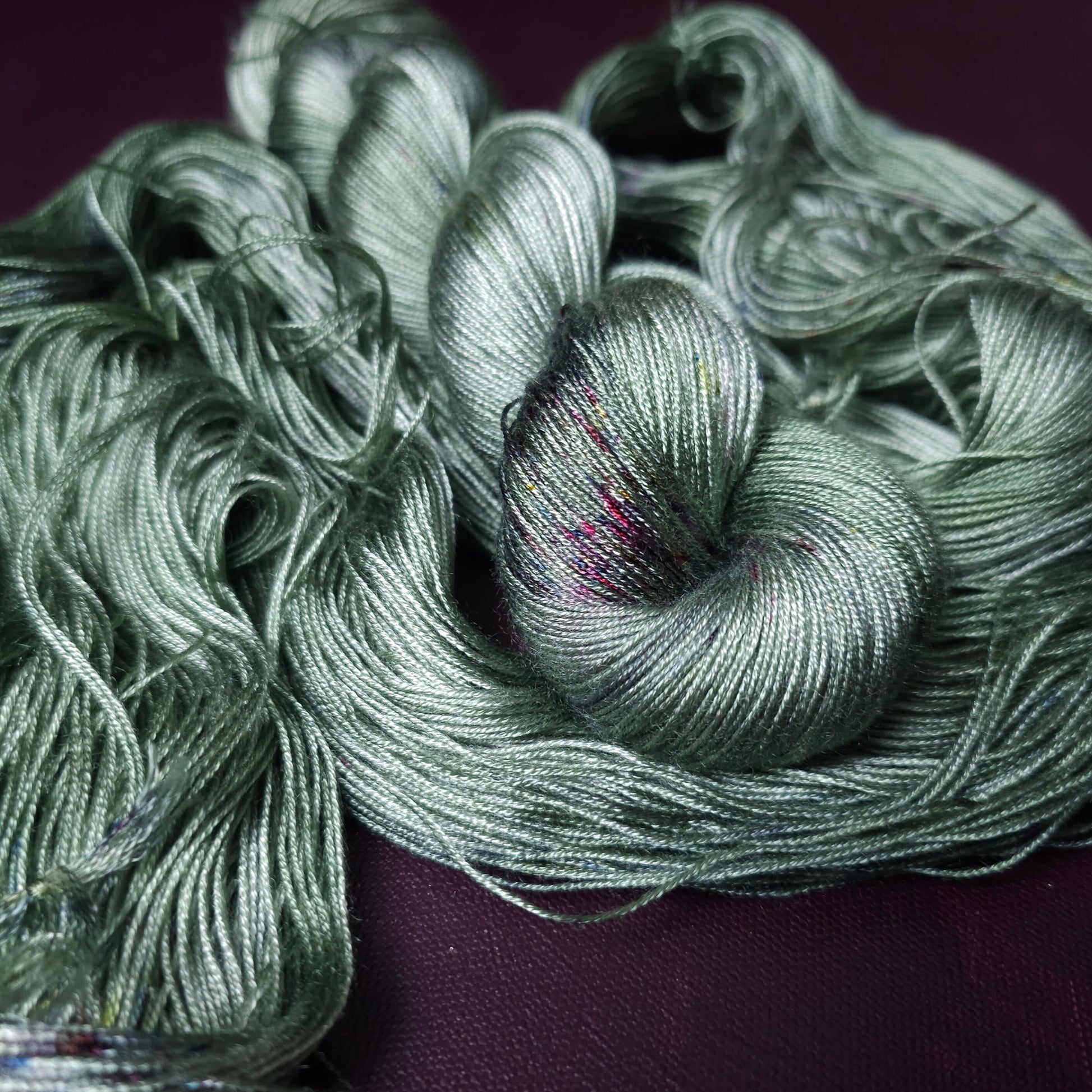 Hand dyed yarn ~ Moody Sage *** Dyed to order ~ fingering / DK weight tencel OR bamboo yarn, vegan, hand painted