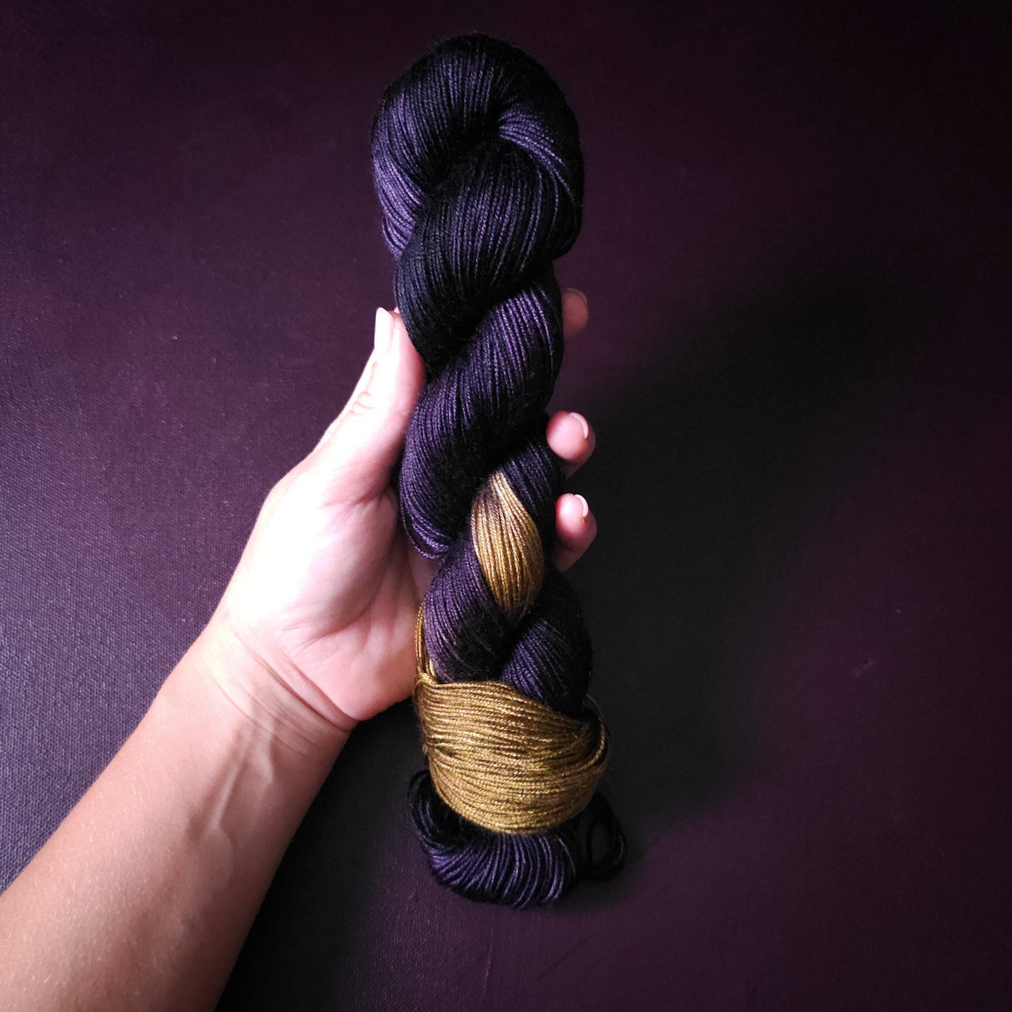 Hand dyed vegan yarn ~ Royal Grapes ***Dyed to order ~ fingering / DK weight tencel OR bamboo yarn, hand painted