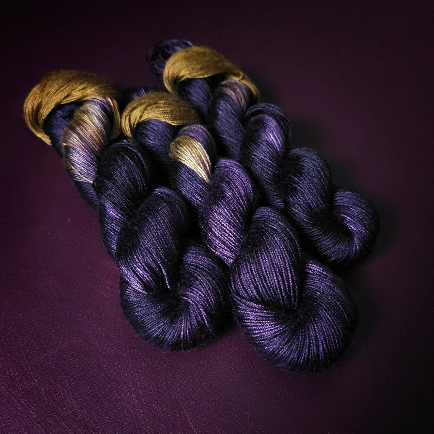 Hand dyed vegan yarn ~ Royal Grapes ***Dyed to order ~ fingering / DK weight tencel OR bamboo yarn, hand painted