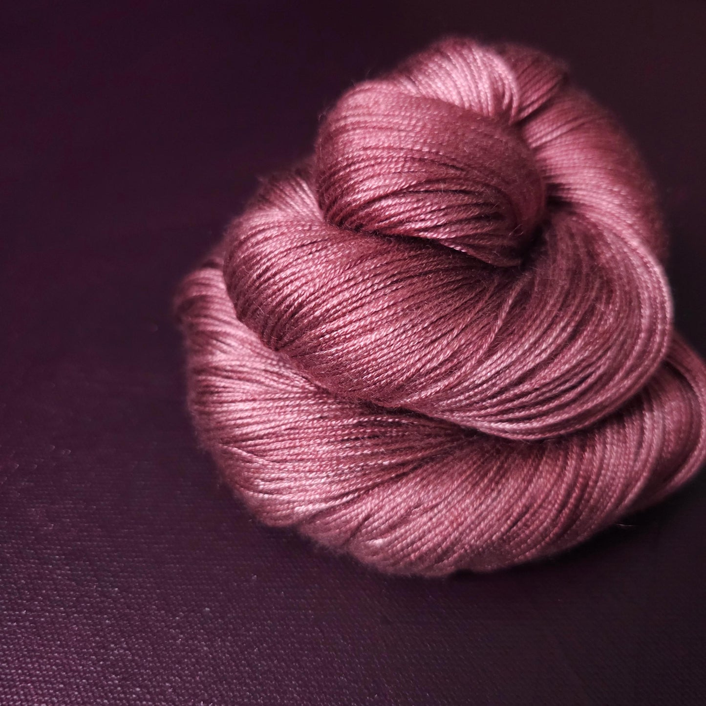 Dusty Rasberry, hand dyed shawl yarn, fingering or DK weight shiny tencel, hand painted soft bamboo, mercerized cotton, crochet knitting