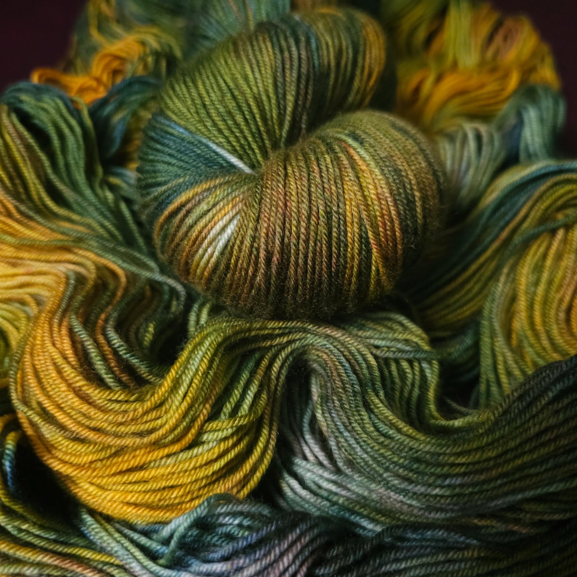 Autumn In A Box, Hand Dyed Merino Sock Yarn, Mohair Silk, Gift For Knitter, Gold Superwash Crochet Yarn, Indie Dyed Knitting Supplies