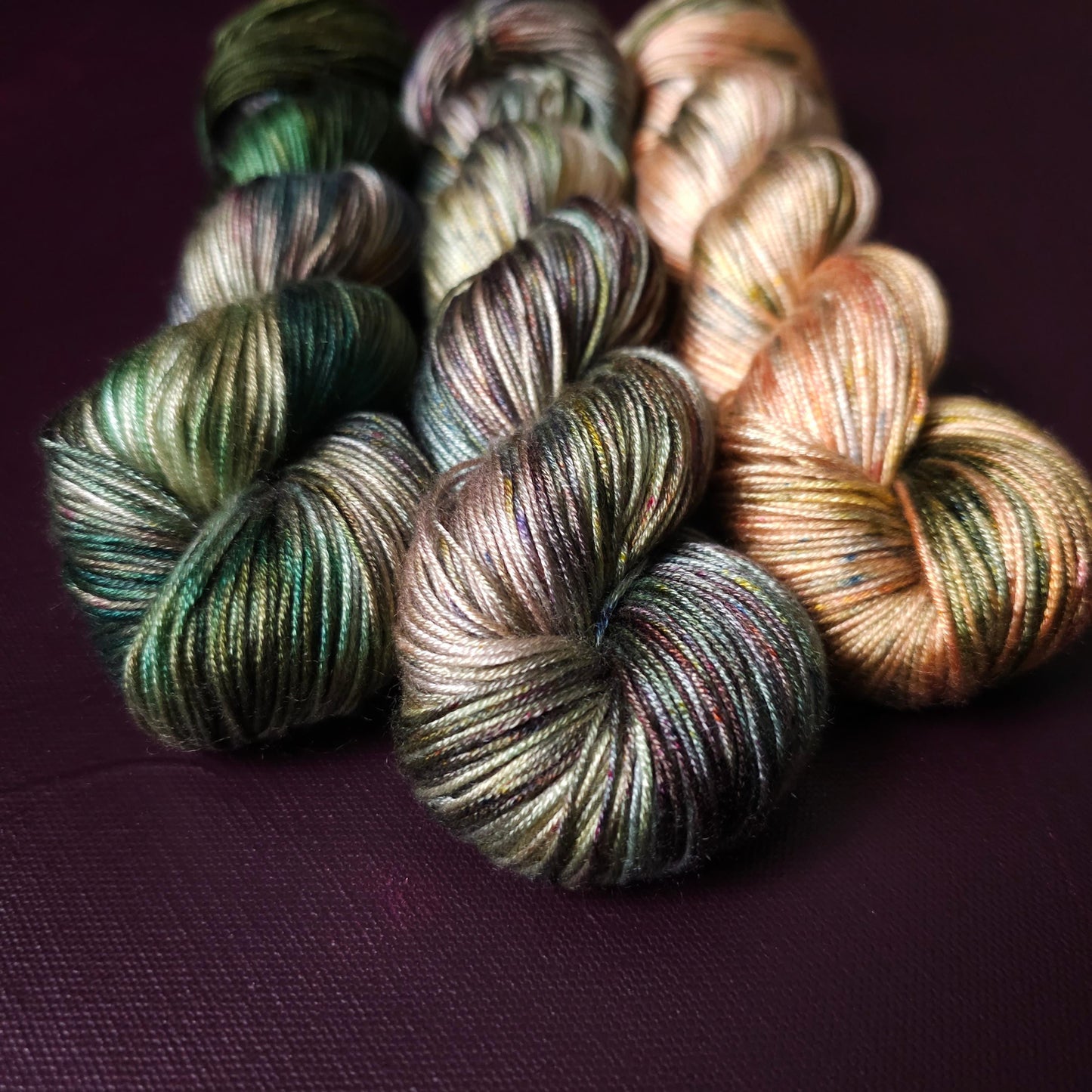 Lucky Dip Trio, Hand Dyed Vegan Yarn Set, One Of A Kind, Tencel DK Weight Yarn, Hand Painted Plant Based Crochet Thread, Knitting