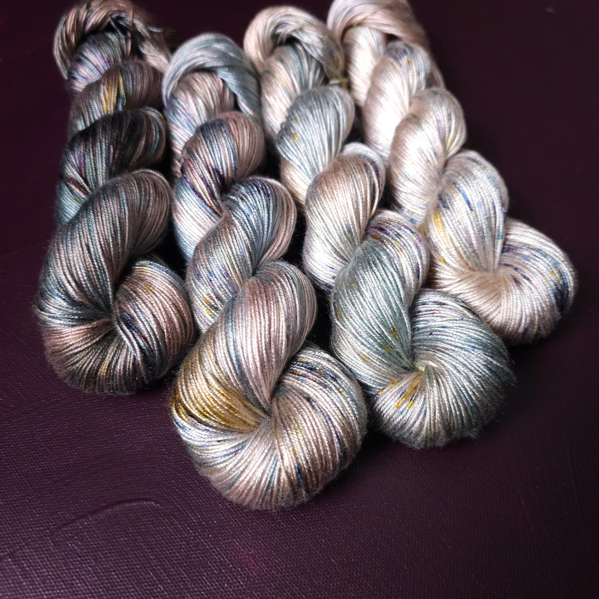 Smoke Dust, Hand Dyed Vegan Yarn, Fade Set, Fingering Weight Tencel DK, Hand Painted Thread, One of a kind