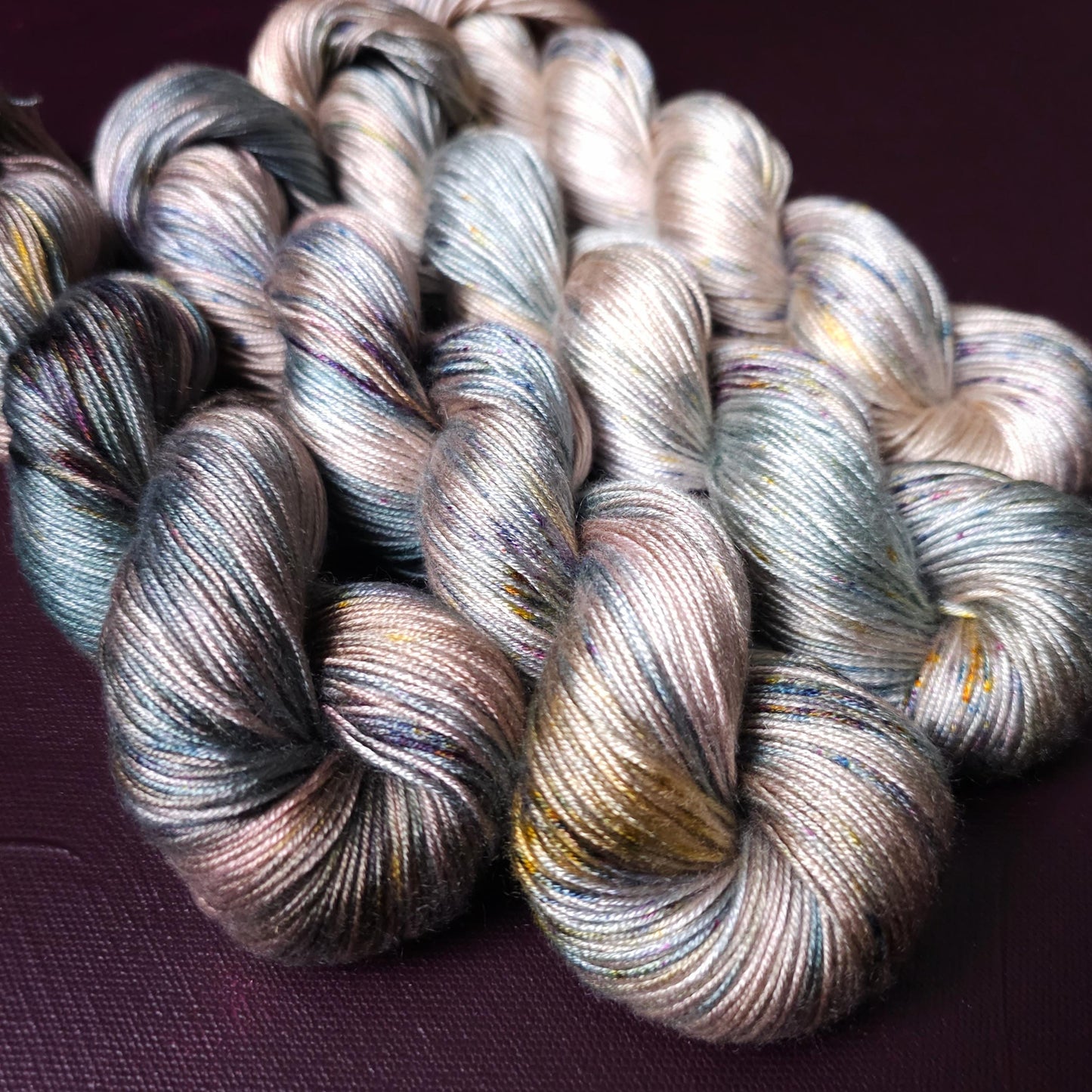 Smoke Dust, Hand Dyed Vegan Yarn, Fade Set, Fingering Weight Tencel DK, Hand Painted Thread, One of a kind