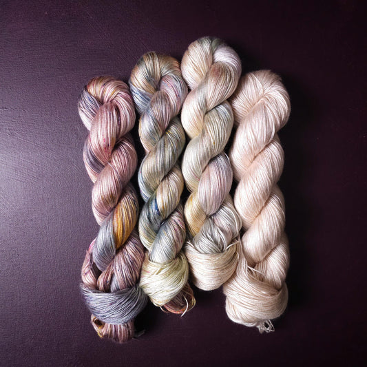 Peachy Clouds, Lucky Dip Hand Dyed Vegan Yarn Fade Set, One Of A Kind Knitting Yarn, Fingering Weight Tencel Yarn,