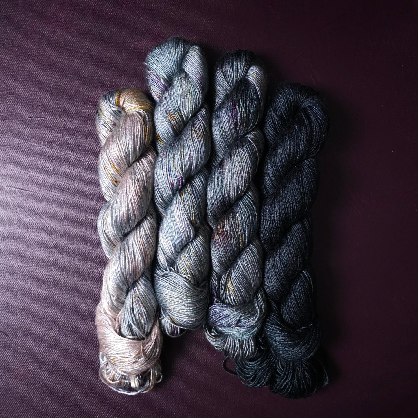 Lucky Dip, Hand Dyed Vegan Yarn, Fade Set, Fingering Weight Tencel DK, Hand Painted Thread, One of a kind