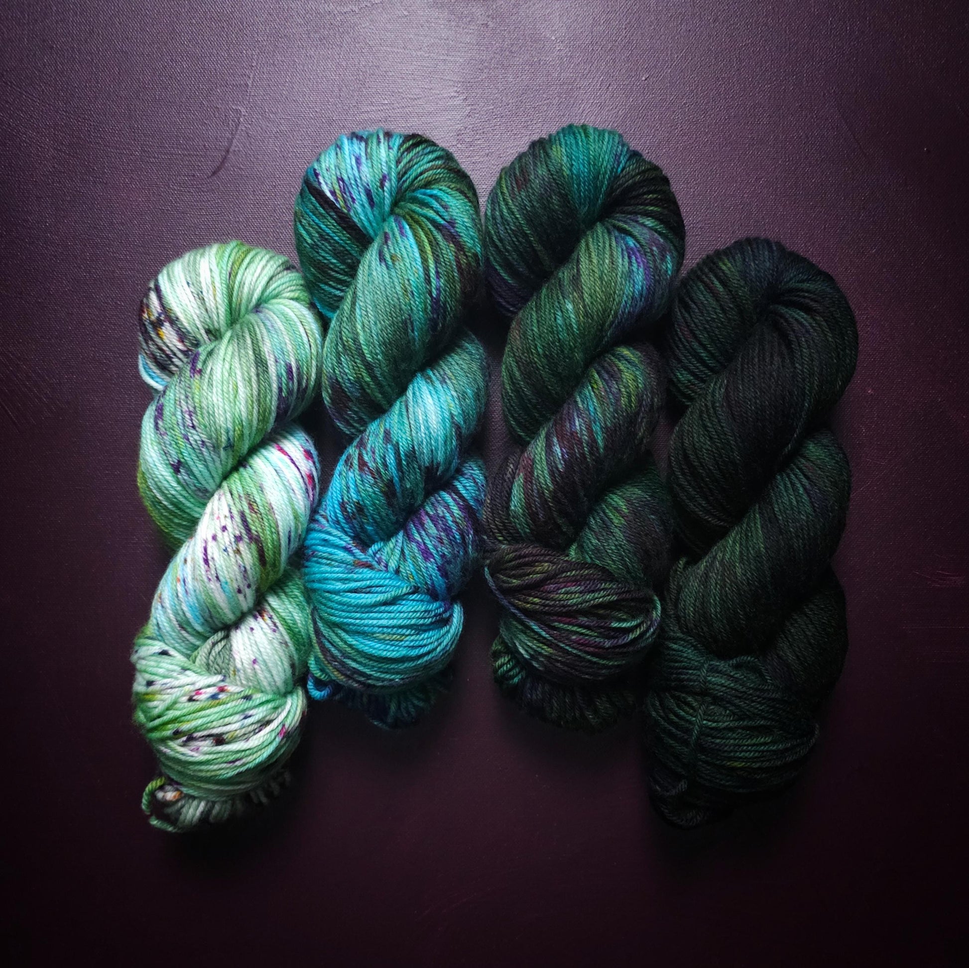 Fantasy Forest Fade Set, Hand Dyed Yarn, DK Sock Merino Wool, Merino Singles, Worsted Weight Knitting Supplies, Mohair Silk, Crochet Wool