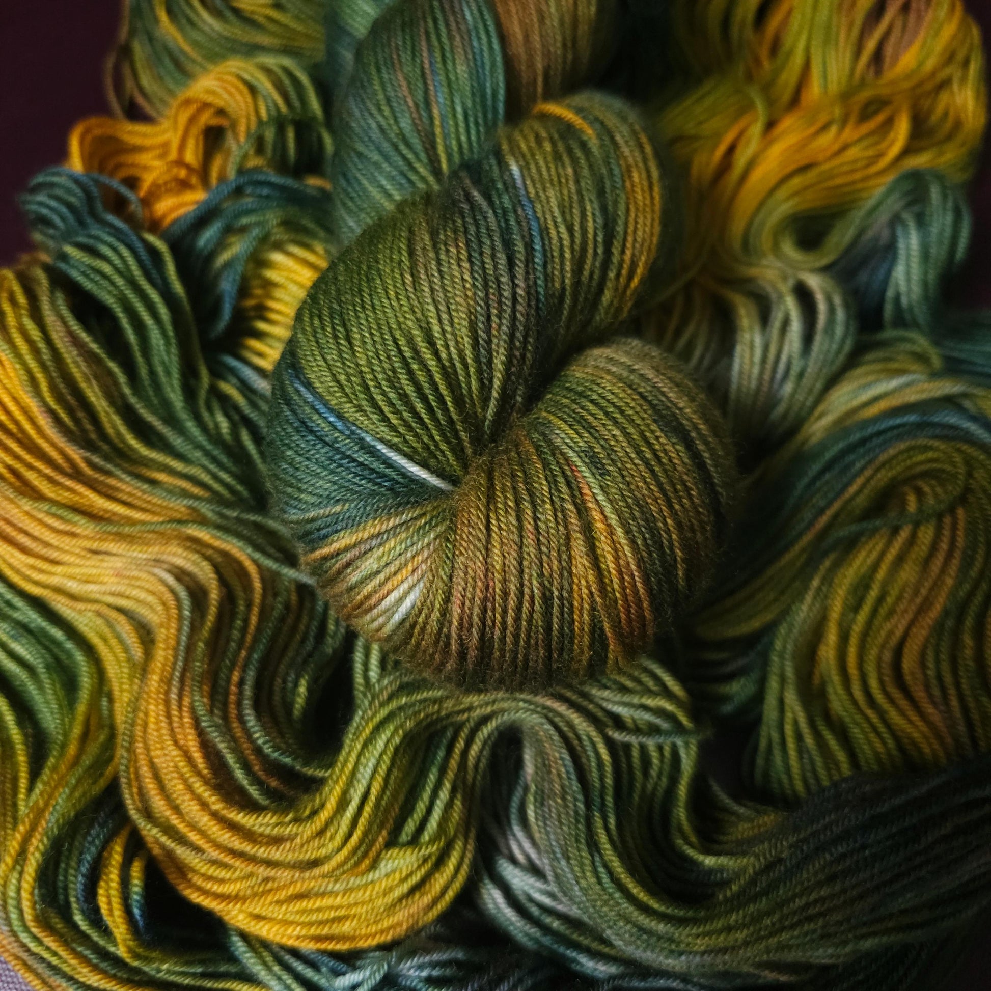 Autumn In A Box, Hand Dyed Merino Sock Yarn, Mohair Silk, Gift For Knitter, Gold Superwash Crochet Yarn, Indie Dyed Knitting Supplies