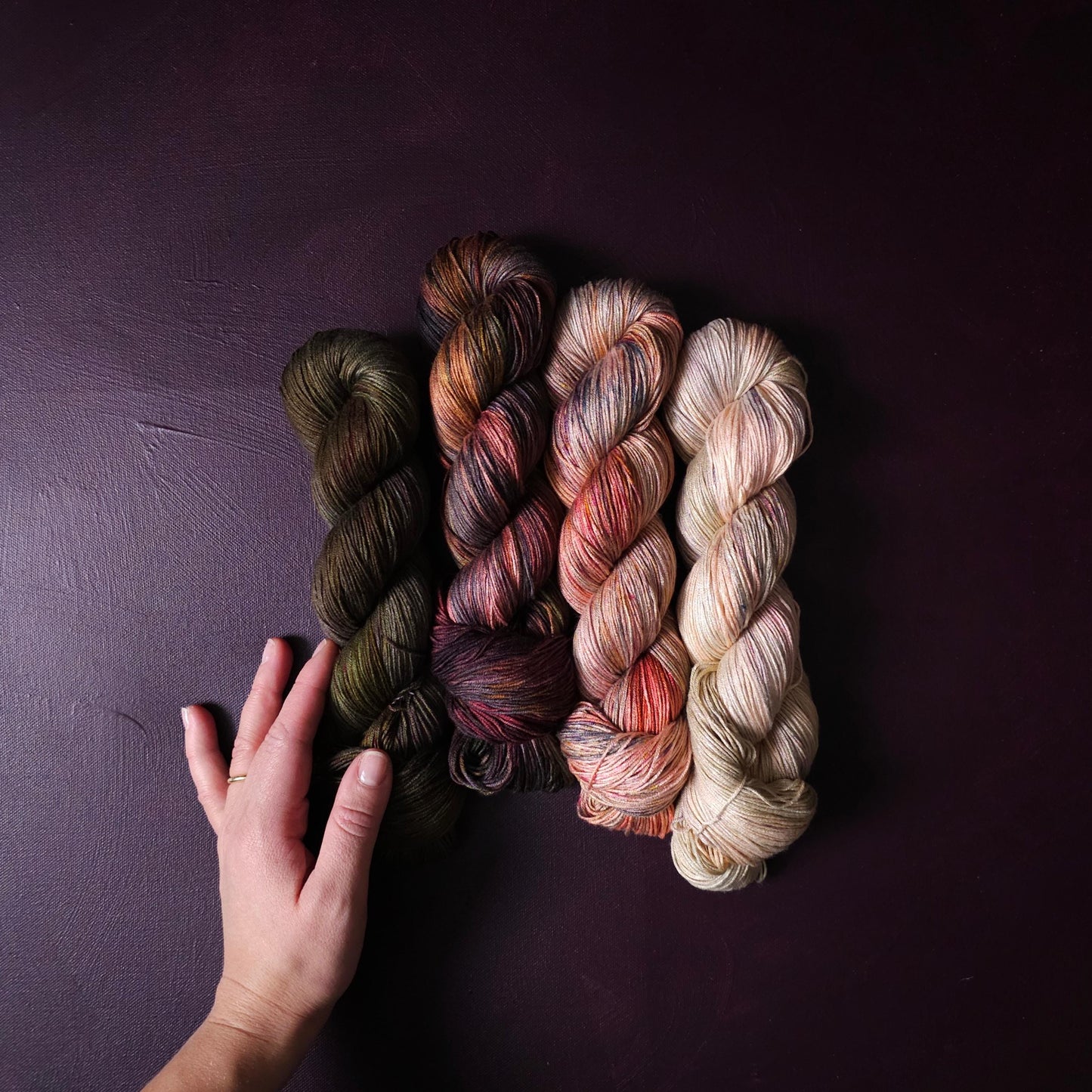 Tender Fall, Hand Dyed Vegan Yarn, Fade Set, Fingering Weight Bamboo Yarn, Hand Painted Thread, One of a kind