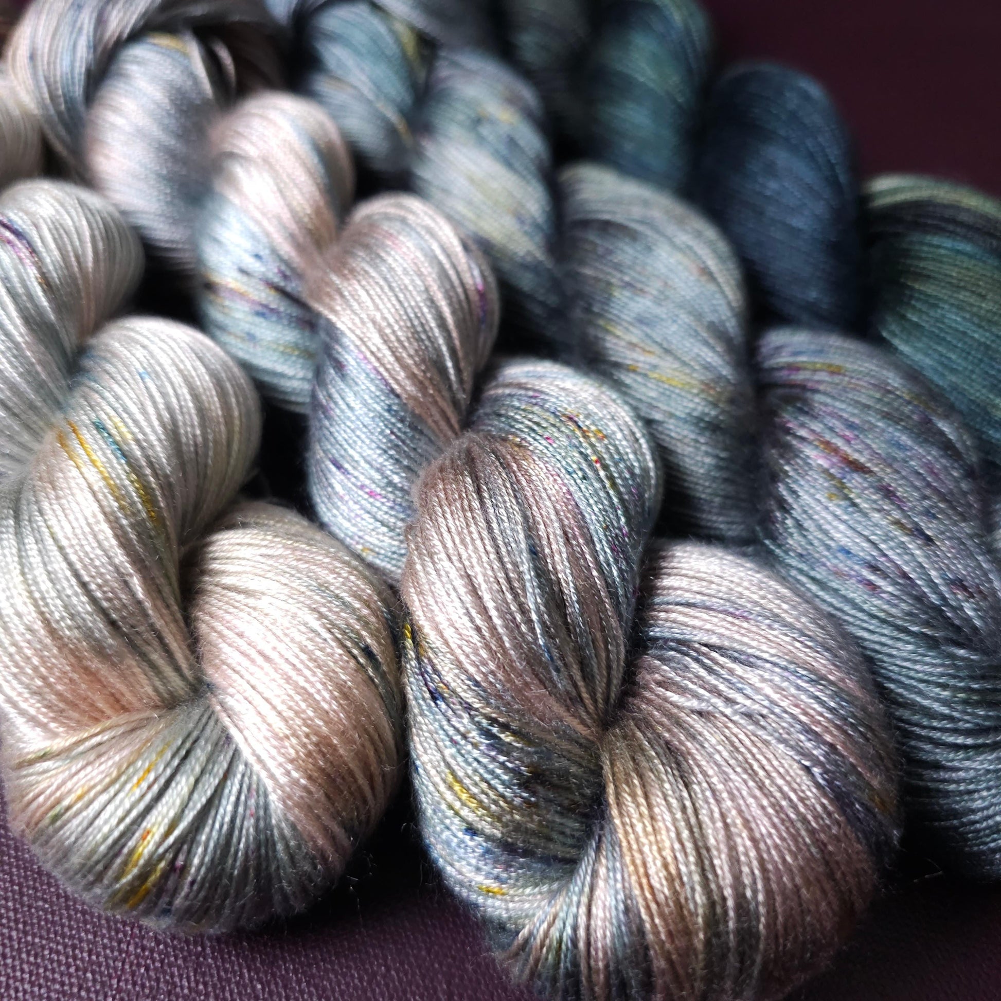 Lucky Dip Hand Dyed Vegan Yarn Fade Set, One Of A Kind Knitting Yarn, Fingering Weight Tencel Yarn, Shiny Hand Painted Crochet Thread