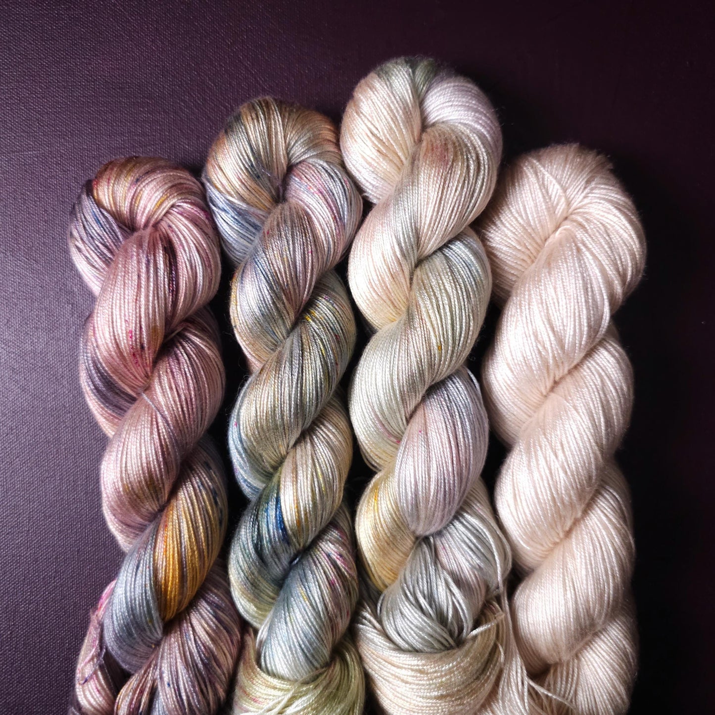 Peachy Clouds, Lucky Dip Hand Dyed Vegan Yarn Fade Set, One Of A Kind Knitting Yarn, Fingering Weight Tencel Yarn,