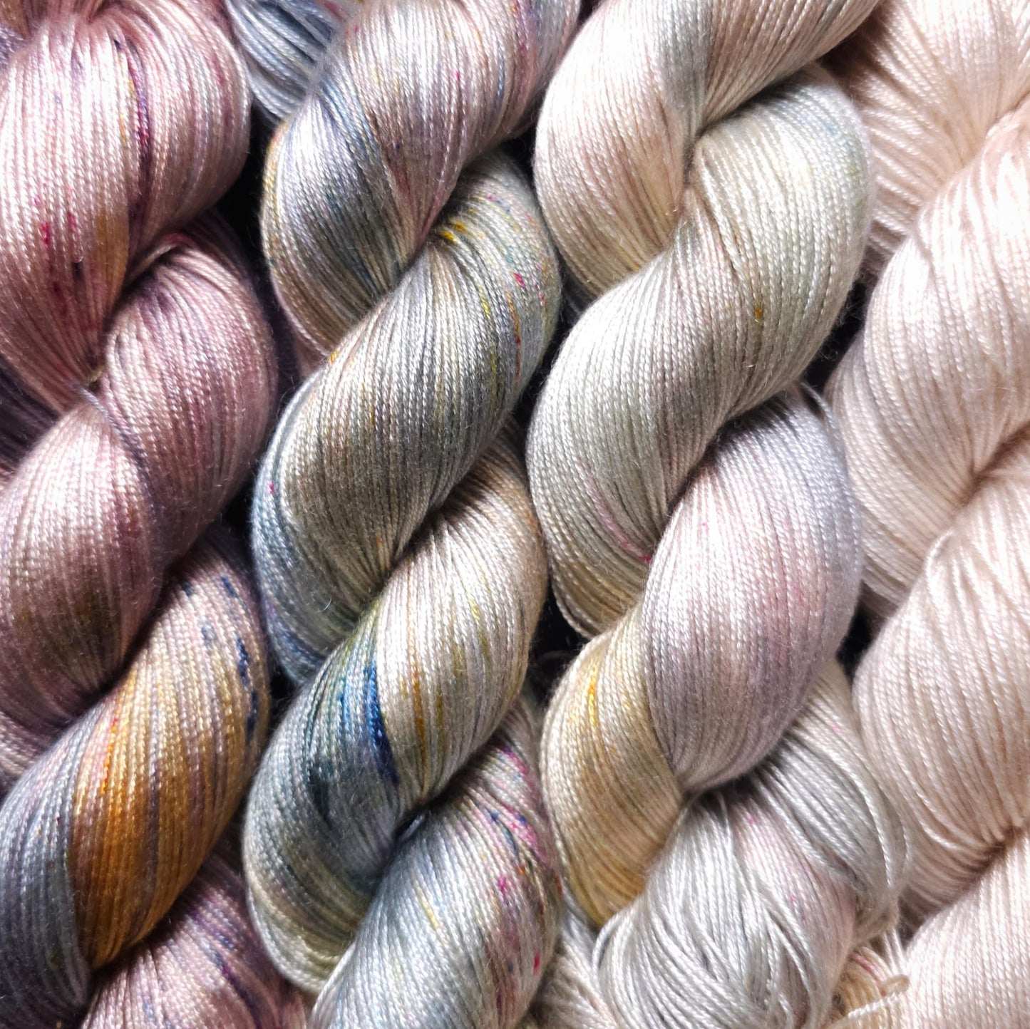 Peachy Clouds, Lucky Dip Hand Dyed Vegan Yarn Fade Set, One Of A Kind Knitting Yarn, Fingering Weight Tencel Yarn,