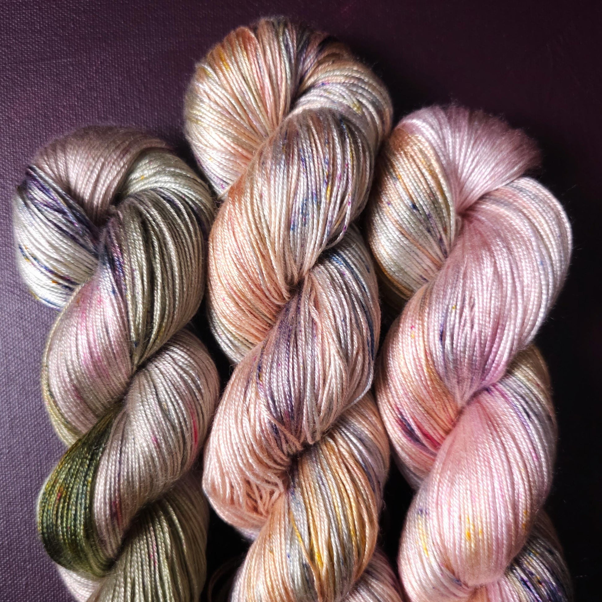 Lucky Dip Trio, Hand Dyed Vegan Yarn Set, One Of A Kind, Tencel Fingering Weight Yarn, Hand Painted Plant Based Crochet Thread