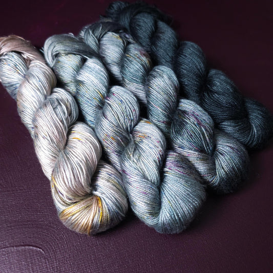 Lucky Dip, Hand Dyed Vegan Yarn, Fade Set, Fingering Weight Tencel DK, Hand Painted Thread, One of a kind