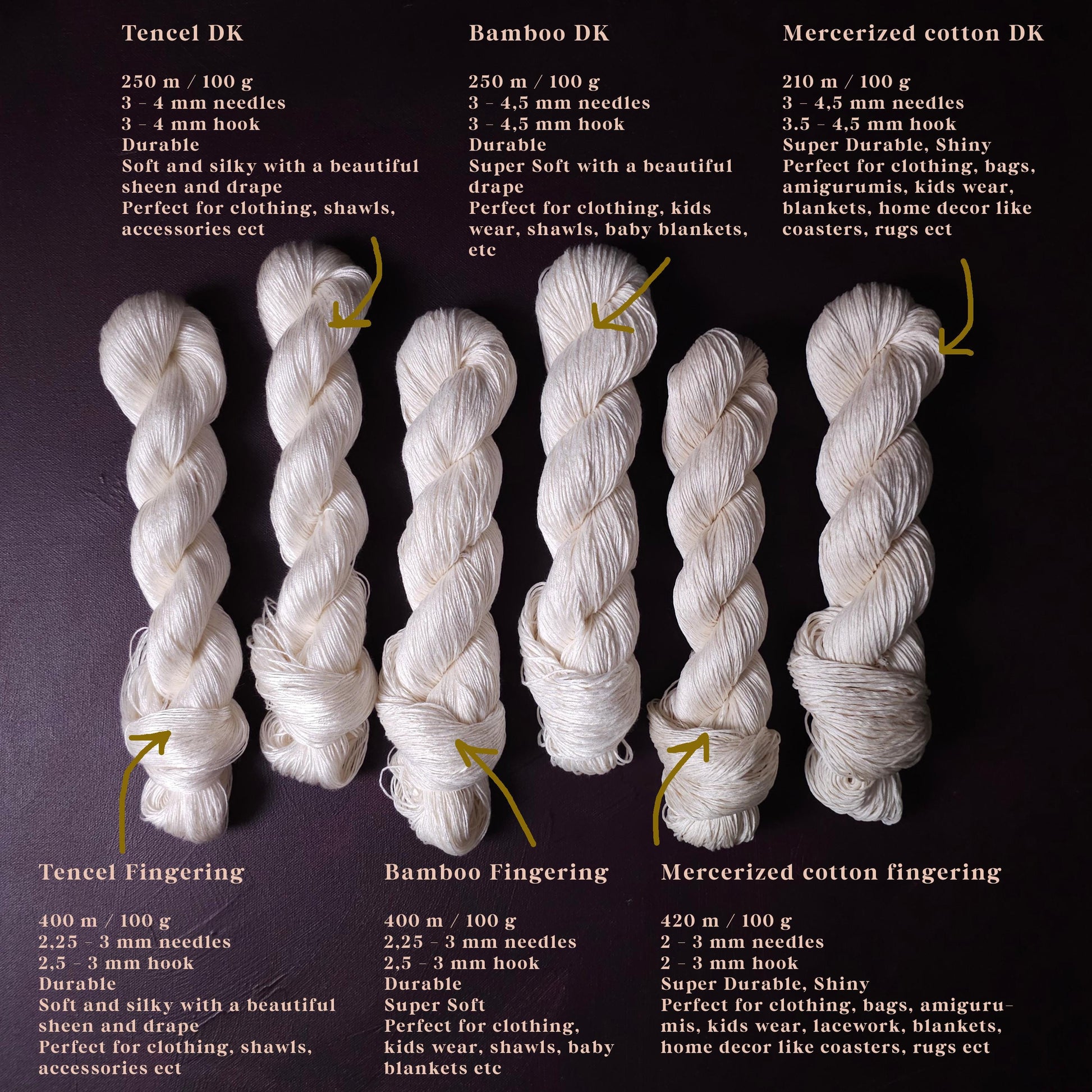 Soft Oaks, Hand dyed vegan yarn, fingering / DK weight tencel, bamboo, mercerized cotton thread, hand painted knitting or crochet