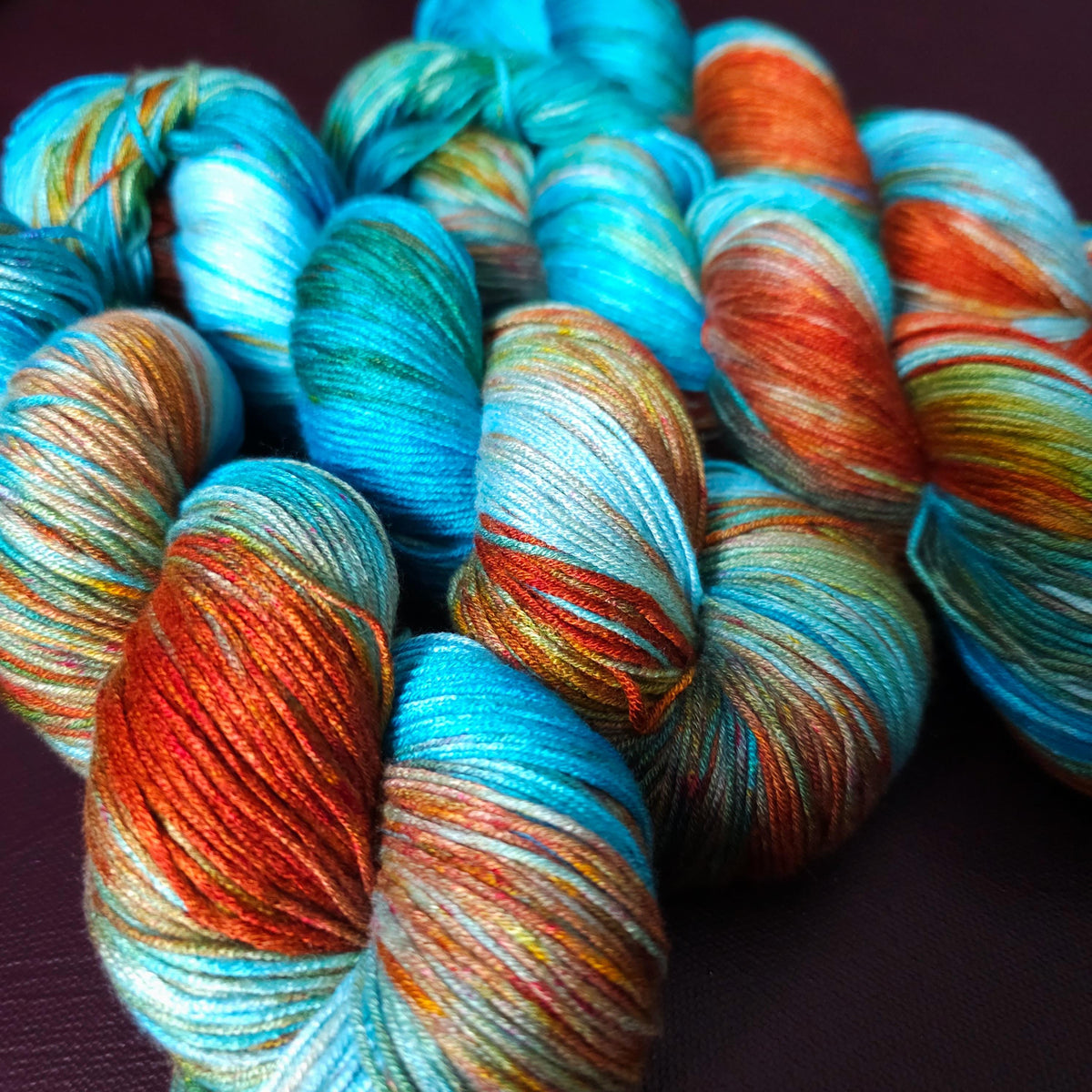 Hand dyed vegan yarn, Shipwreck, fingering / DK weight tencel OR bamboo OR Mercerized cotton yarn, hand painted knitting and crochet thread