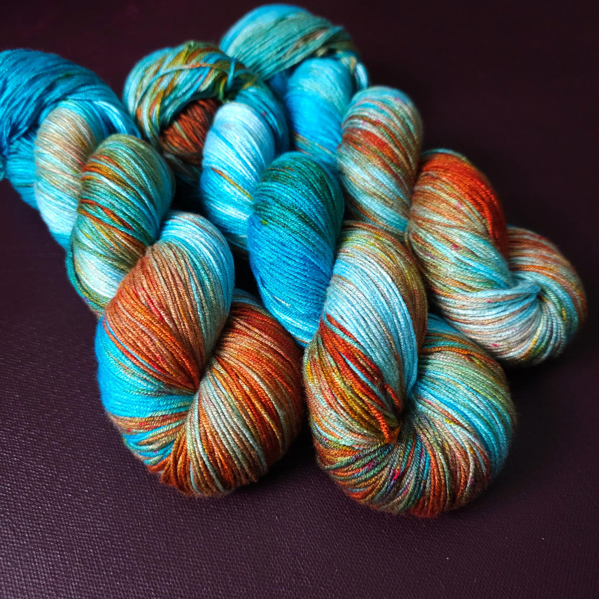 Hand dyed vegan yarn, Shipwreck, fingering / DK weight tencel OR bamboo OR Mercerized cotton yarn, hand painted knitting and crochet thread