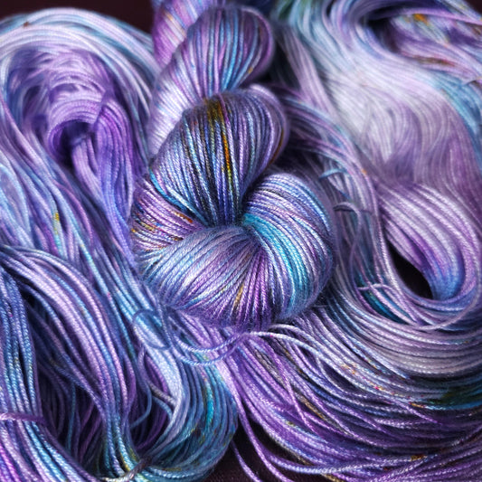 Unicorn Popsicle, Hand dyed vegan yarn, fingering / DK weight tencel, bamboo, mercerized cotton thread, hand painted knitting or crochet