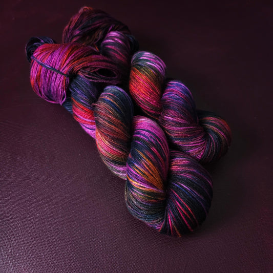 Hand dyed vegan yarn ~ Enchanted Orchid, fingering / DK weight tencel OR bamboo yarn, hand painted crochet, knitting, weaving thread,